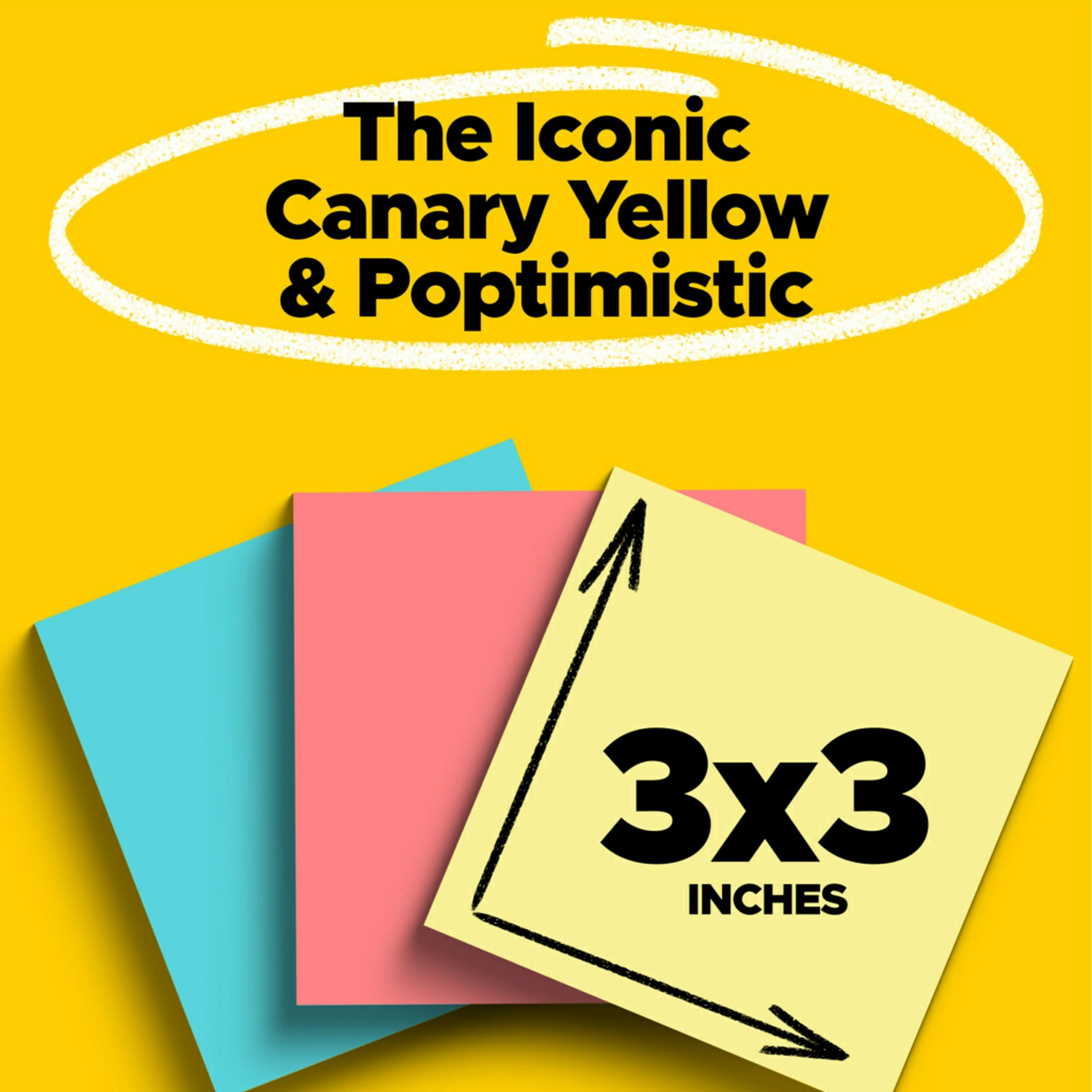 Post-it Notizen, 7,6 x 7,6 cm, 18 Blöcke, Amerikas Nr. 1 Favorite Sticky Notes, Kanariengelb, recycelbar (654-14-4B)