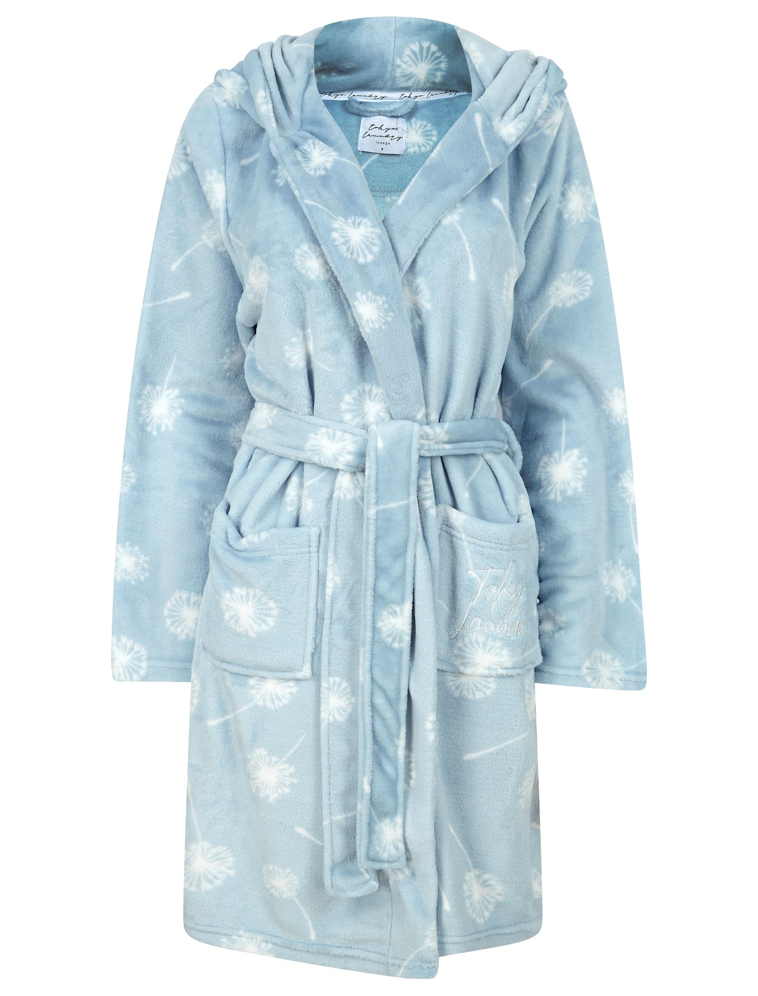 Tokyo Laundry Women's Skyride Dandelion Soft Fleece Hooded Dressing Gown
