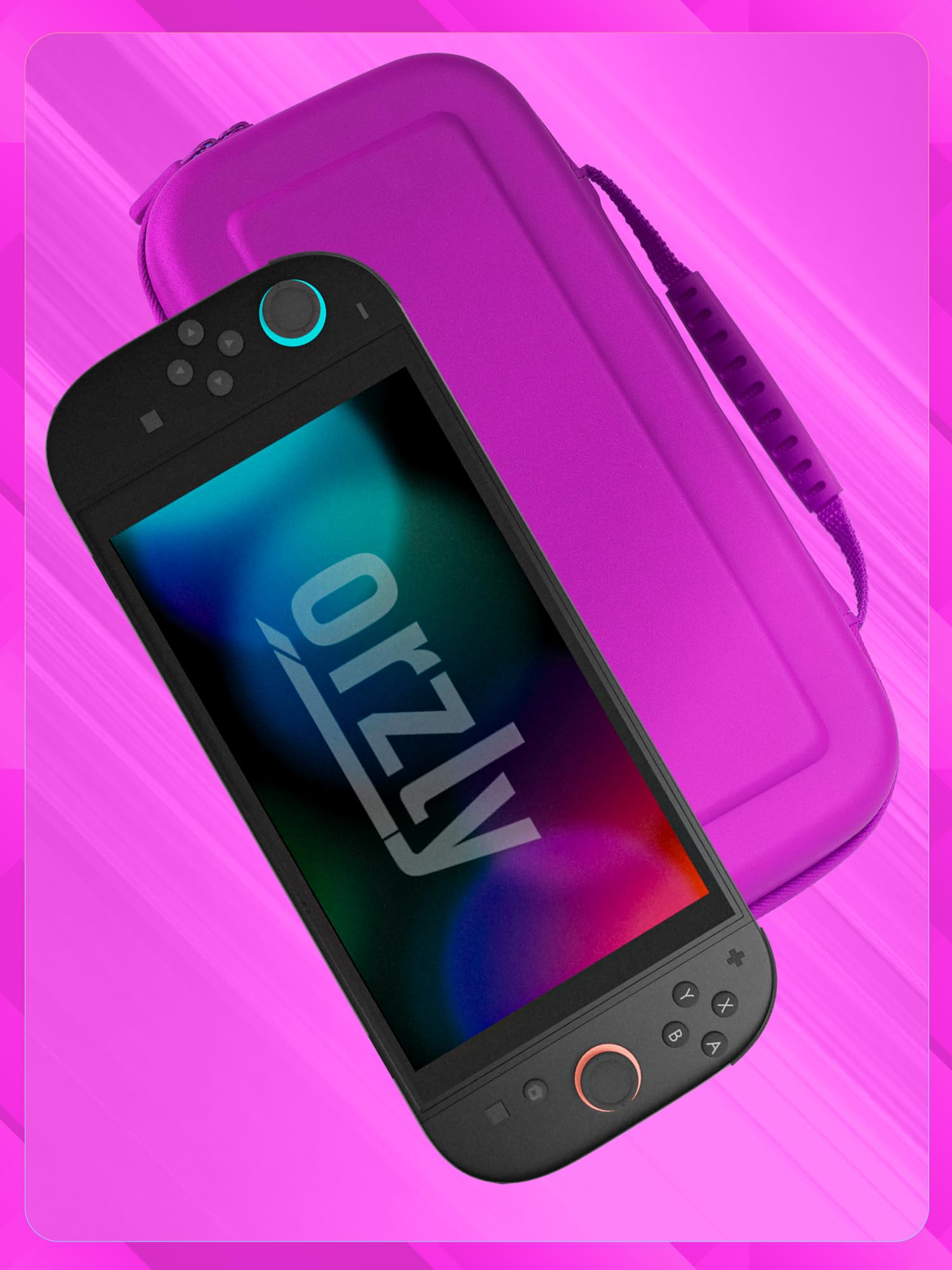 Orzly Custodia per Nintendo Switch 2, custodia protettiva da viaggio con pad per lo schermo, schede di gioco e slot MicroSD con tasche per gli accessori della console