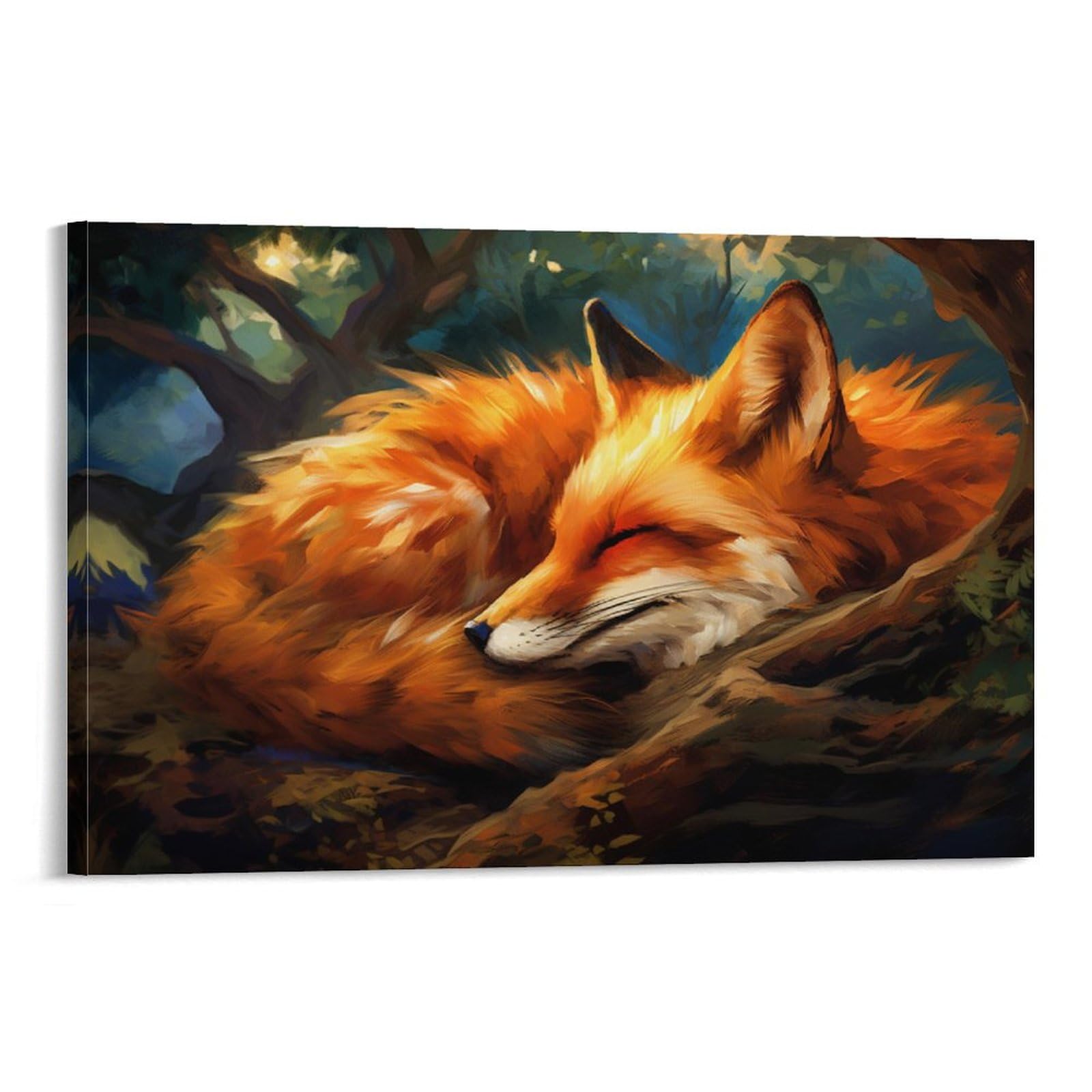 FOCCAR Watercolor Fox Printed Canvas Posters Abstract Red Animal Forest Landscape Wall Decor for Living Rooms Bedroom Wall Art โ image 1