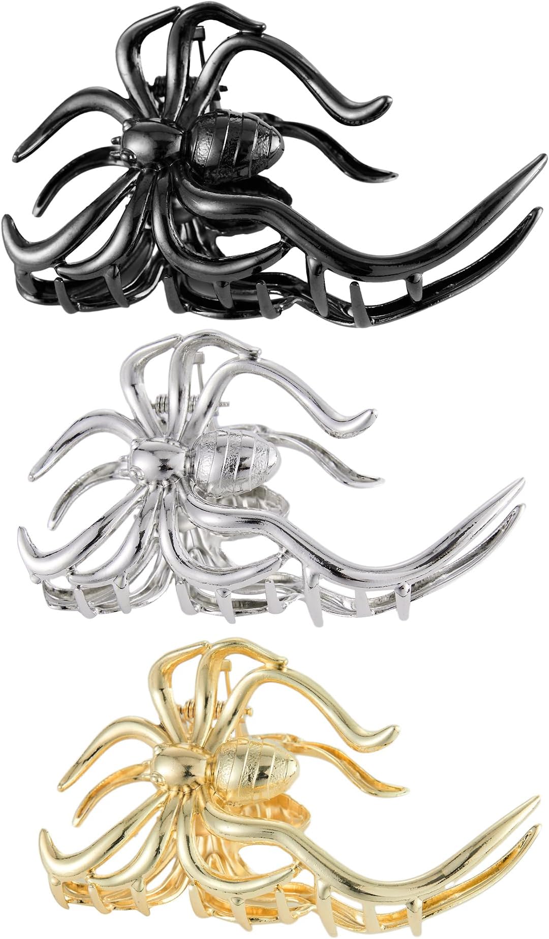 TextentionHair Claw Clips for Thick Hair 4.4'' Spider Jaw Clips Large Hair Clips Jumbo Hair Clip Metal Claw Clips Fancy Hair Clips Hair Clasps Accessories for Women (3 Pack)