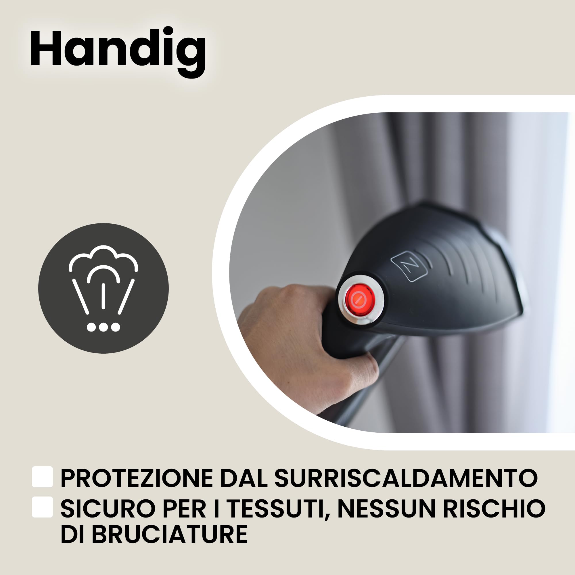 ZEEGMA Handig Ferro da Stiro Verticale 1600 W, Serbatoio 260 ml | Cavo da 2,5 m, Sicuro per Diversi Tessuti, Spazzola per Tessuti Spessi, Borsa Inclusa