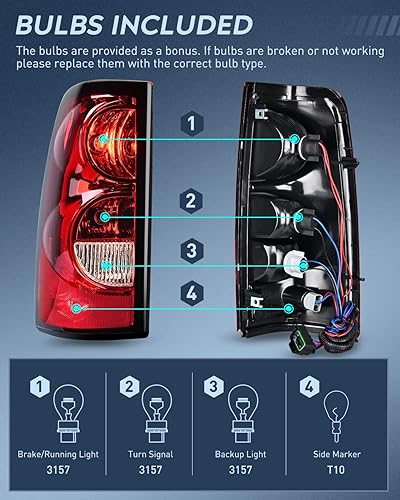 Vista 85 de Nilight Conjunto de luz trasera para Chevy Silverado 1500 1500HD 2500 2500 2500HD 3500 2007 Chevrolet Classic OE estilo pasajero lámpara trasera