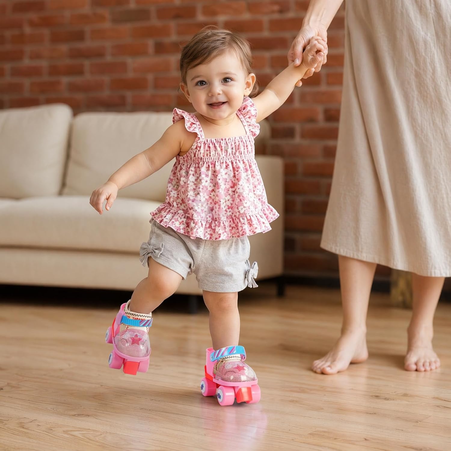 Nattork Adjustable Kids Roller Skates for Toddler Beginner Quad Skates for Age 2-5 Boys & Girls Children Easy Training