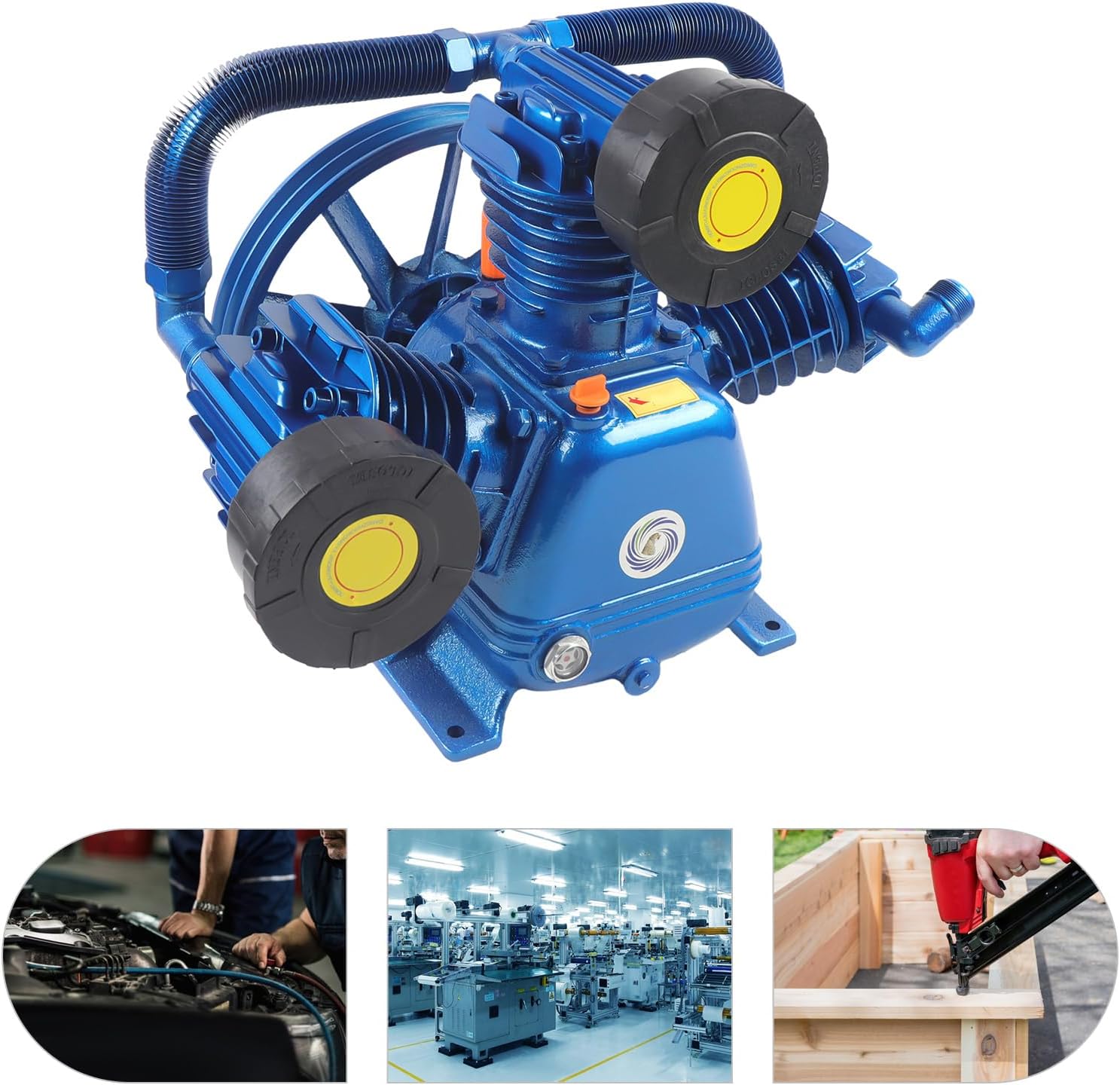 Air Compressor Head Pump, 10HP 175 PSI V-Type Air Compressor Head Double Stage Universal Low Energy Consumption Air Compressor Head Lubricated Air Compressor Piston Pump Head For factory auto repair