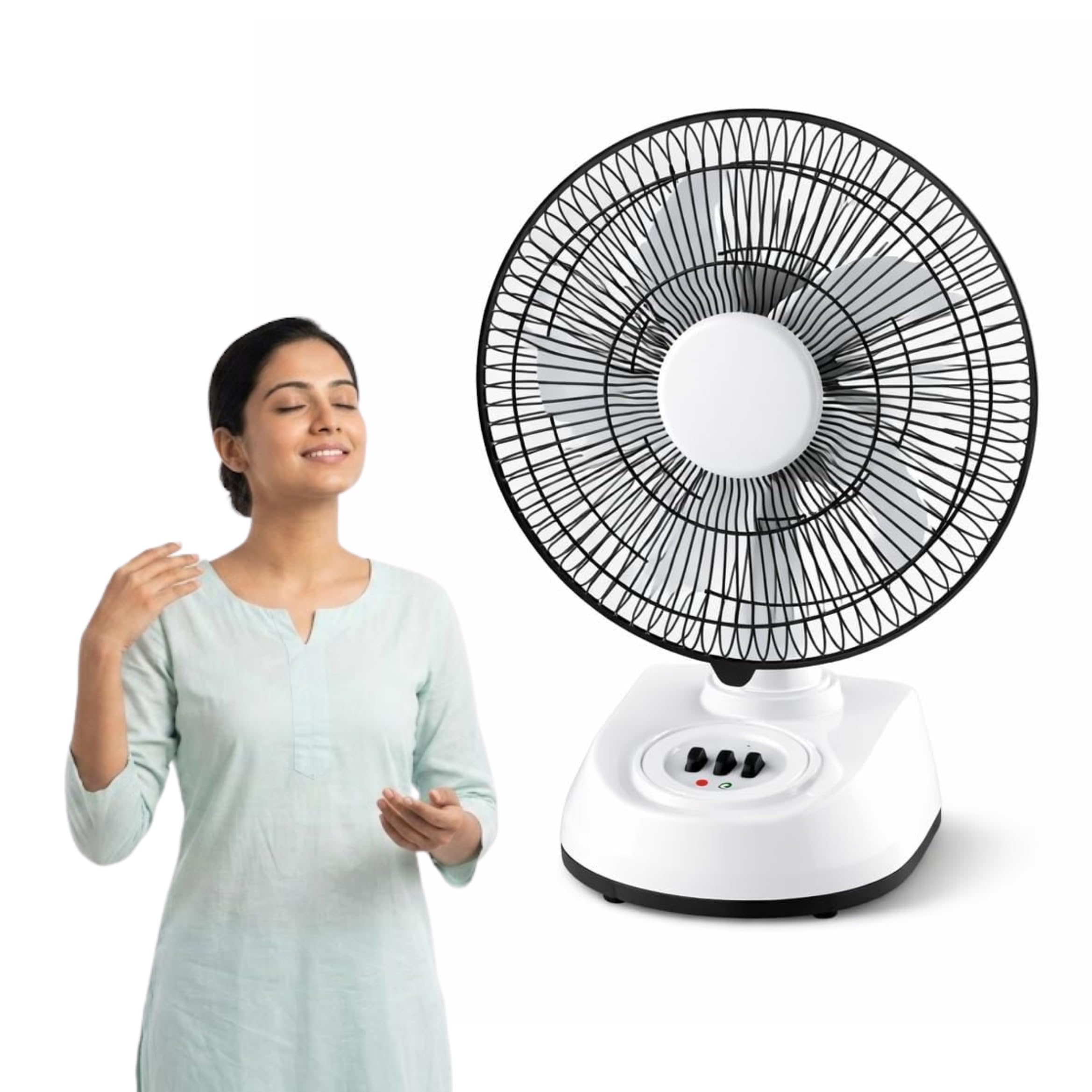 Drumstone {5 Year Warranty)10 Inch Solar Rechargeable Table Fan with LED Light AC/DC Battery Operated Fan 6V 4000mAh Backup 360° Rotation 2 Speed Copper Motor for Home Office Power Cut Camping Travel-image-27