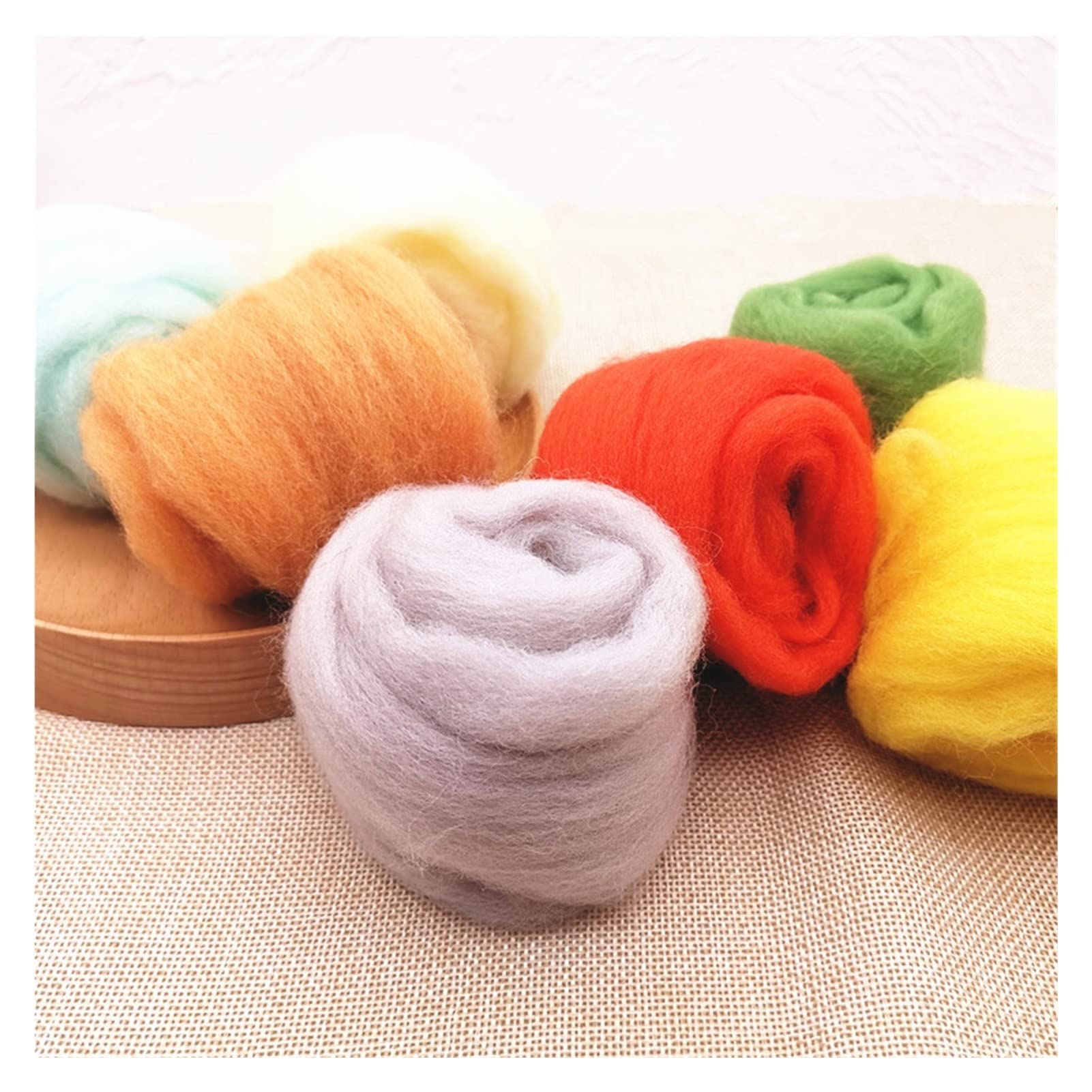 TRENDYBOY Kit de ganchillo hilo 20 (@€g AmarilloNaranja Suave Roving Lana Artesanías Materiales DIY Fieltro Kit de Fieltro Aguja (Color: SPYB18, Tamaño: 200g)