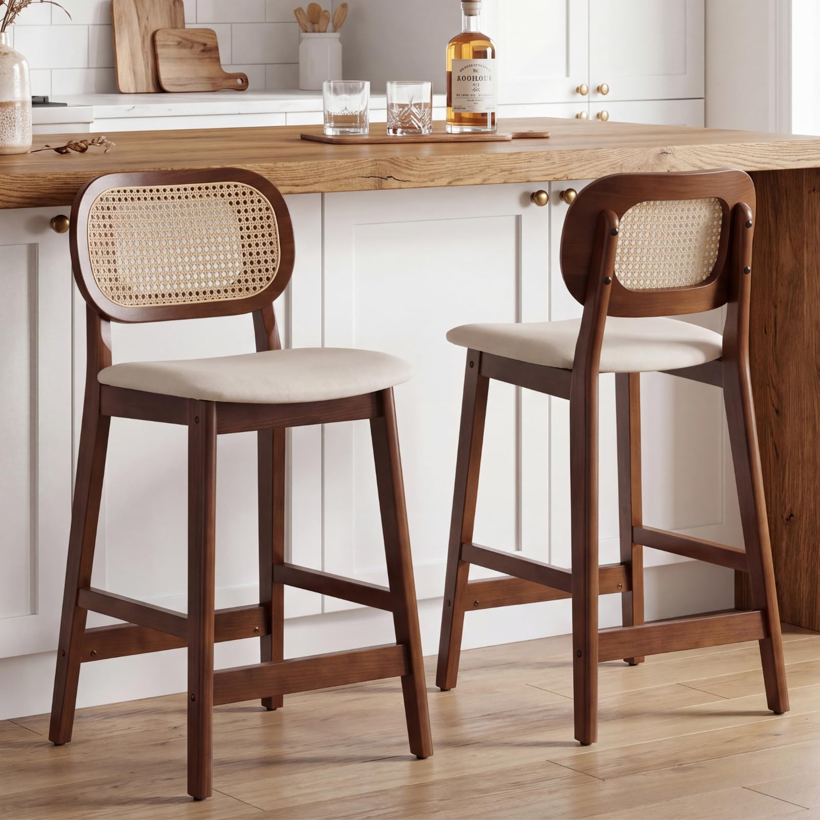 EALSON Rattan Counter Height Bar Stools