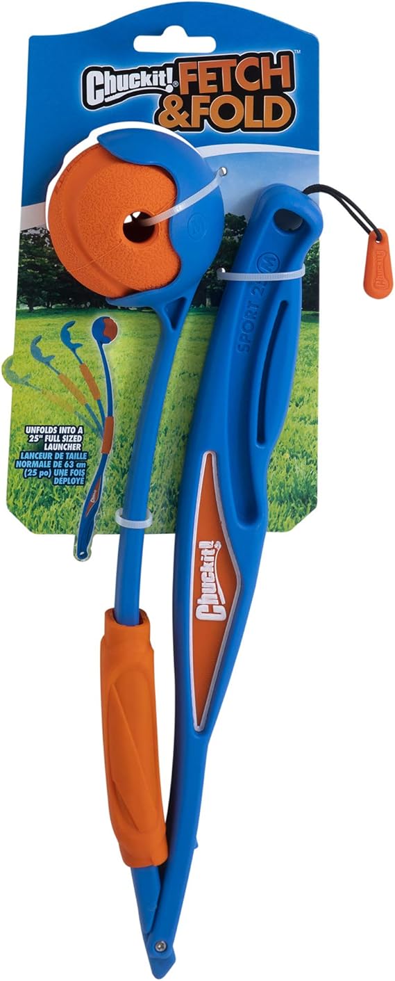 Chuckit Fetch and Fold 25M foldable ball launcher for medium dogs travel