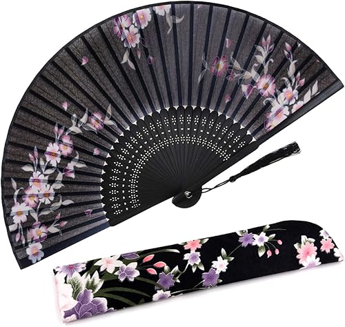 Miniatura 10 de Abanico plegable de bolsillo de Amajiji, hecho a mano, de seda, de 8.27, elegante y moderno