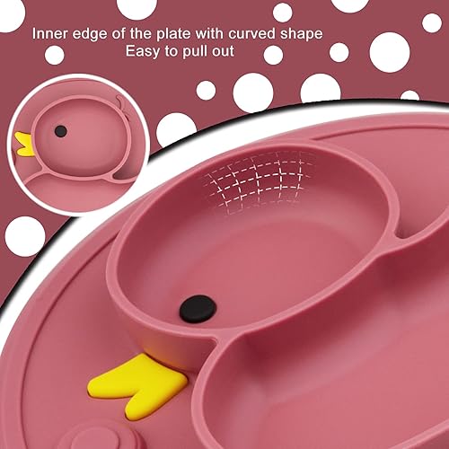 Miniatura 4 de Mantel individual de silicona con placa dividida para bebés, portátil, antideslizante, con ventosa, para niños y bebés, sin BPA, apto para