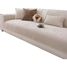 Solid Sofa Cover 3 Seater with Thick Chenille Fabric,Anti-Scratch Couch Covers Sofa Throws Large 3 Seater Stain-Resistant Settee Covers for Pets and Kids 1 Piece WashableWhite,70 * 150cm