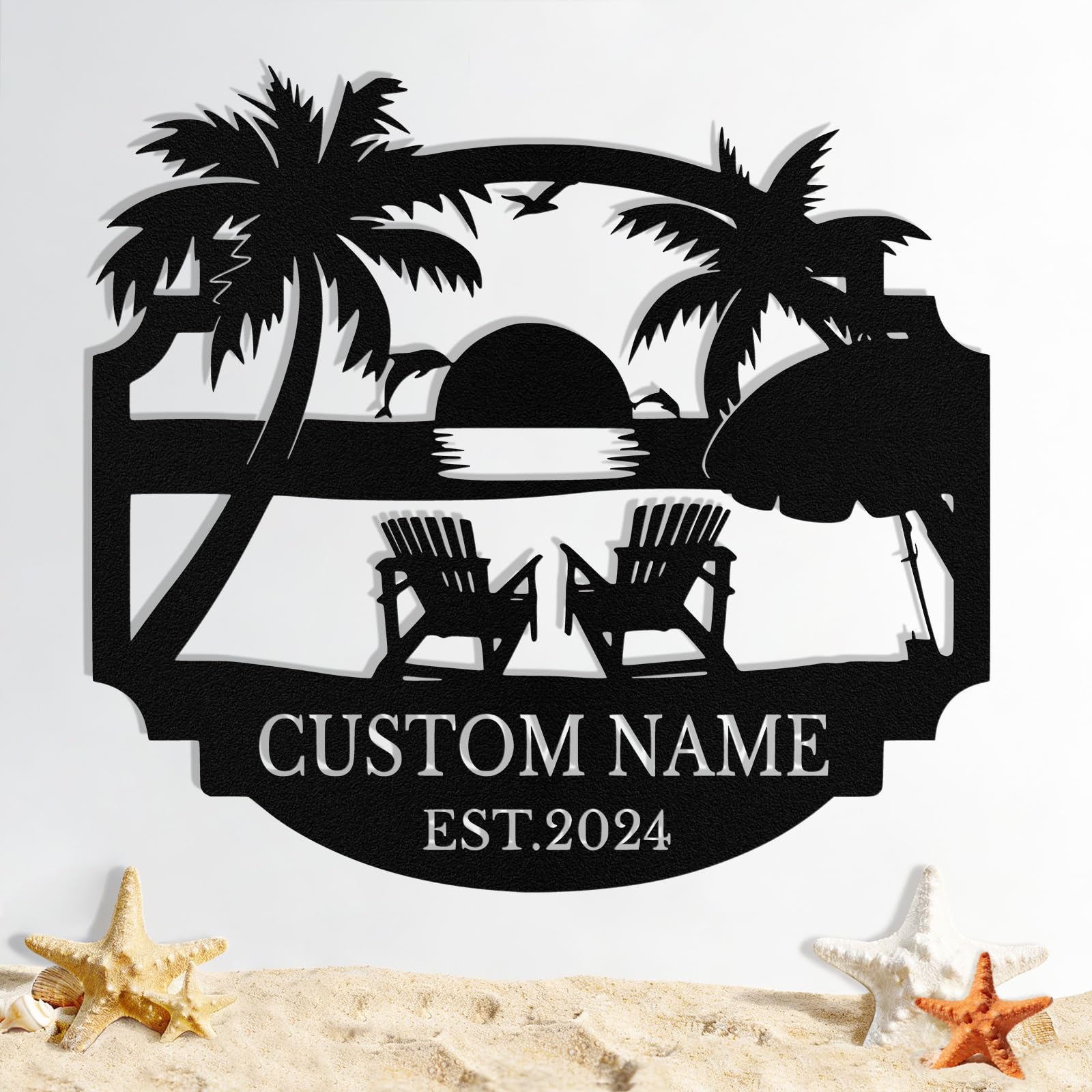 Custom Metal Beach Sign, Personalized Beach Sign Wall Decor for Outdoor