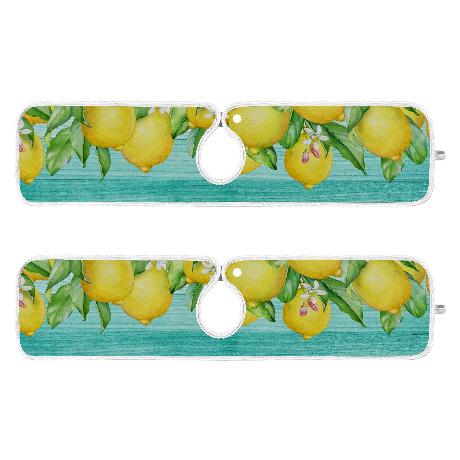 Yellow Lemon Teal Faucet Absorbent Mat Turquoise Green Sink Splash Guard Kitchen Faucet Handle Drip Catcher Mat Fast Drying Water Splash Mats Countertop Pad 2pack