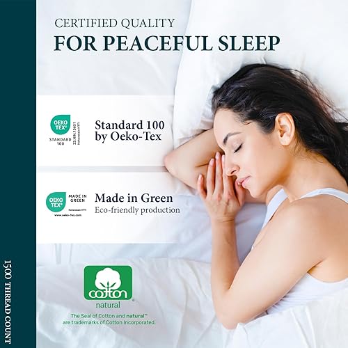 Miniatura 5 de Ashton Sheets Juego de 4 fundas de almohada 100% de algodón egipcio, tamaño estándarQueen, lujosas fundas de almohada de 1500 hilos color blanco