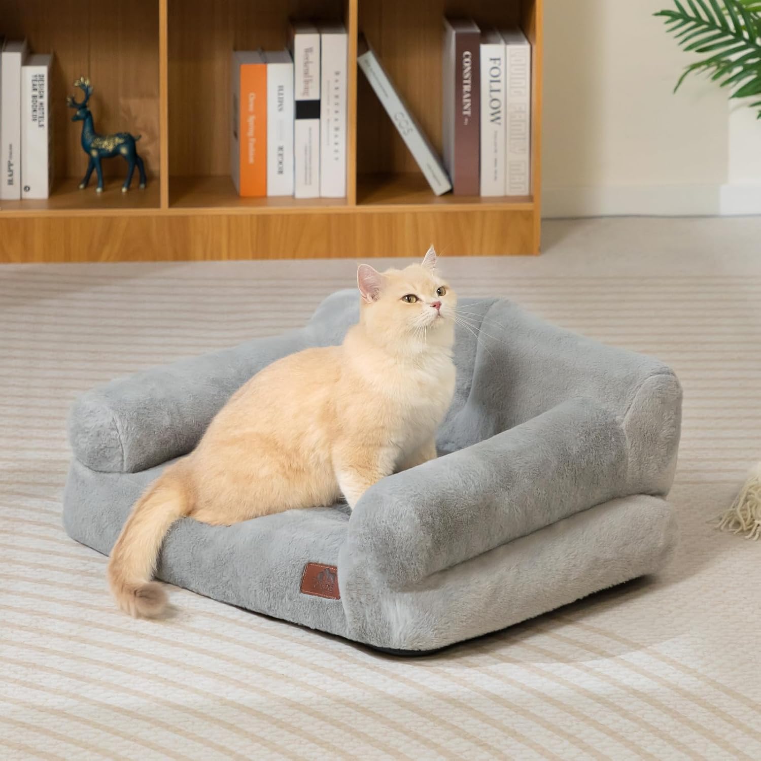 Hollypet Cat Bed Small Dog Bed, Fluffy Plush Cat Couch for Cats and Puppy, Soft Sleeping Pet Sofa Breathable Pet Cushion, Light Grey 6 71tjBqGGkBL. AC SL1500
