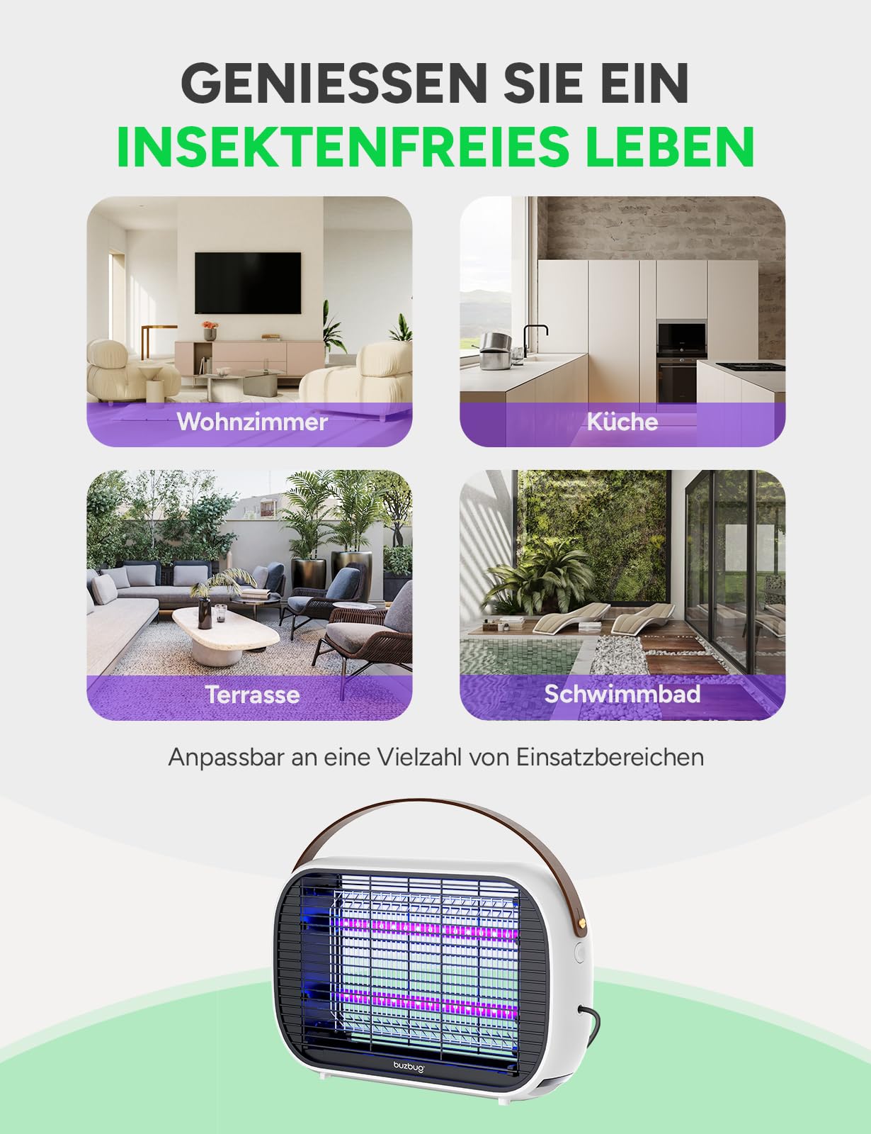 Buzbug Mata Insectos LED, Lámpara con 10 Años de Vida Útil, Trampa de Mosquitos y Moscas de, Sostenible con Bajo Consumo Energético, Control de Insectos, Atrapa Insectos（rosa roja）