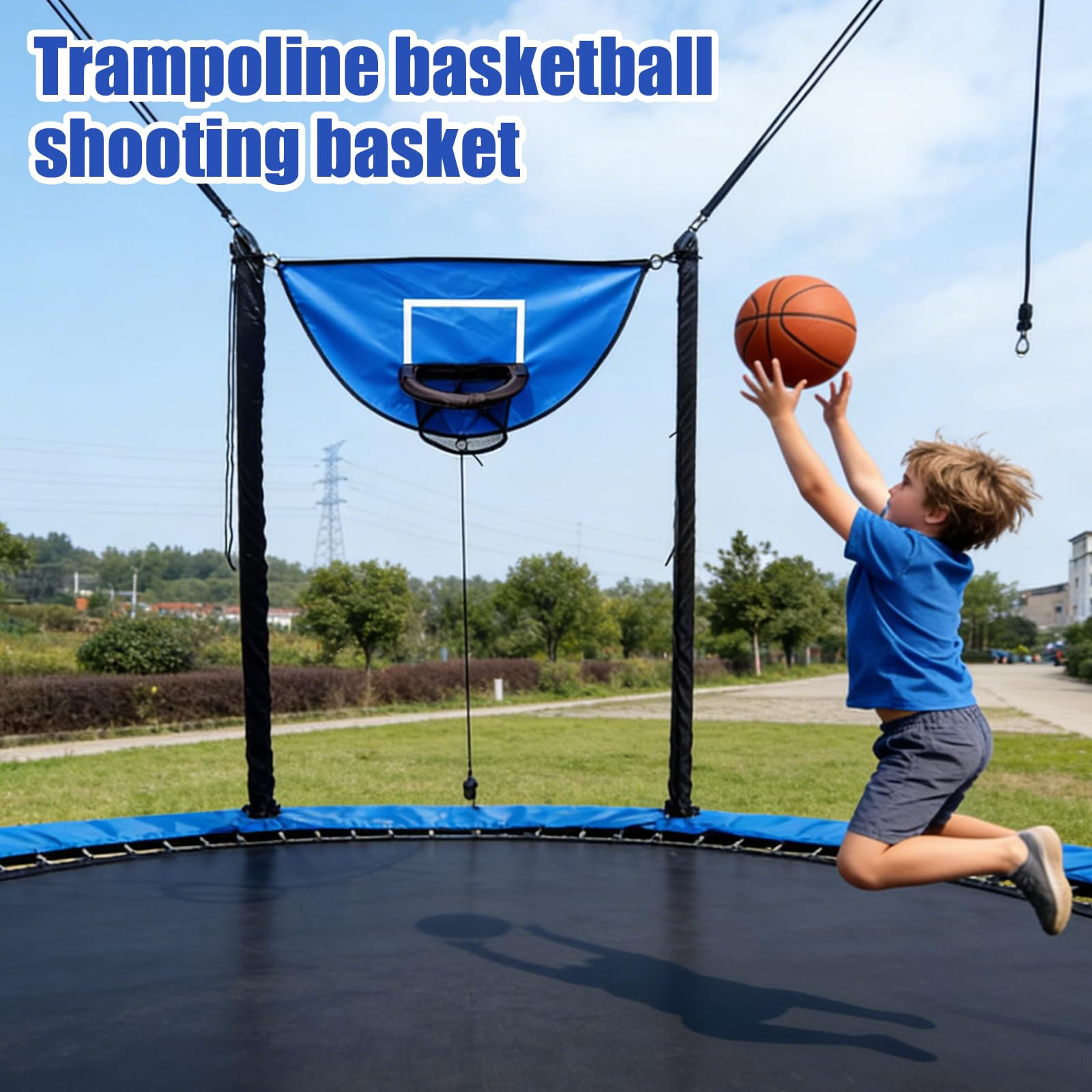 Trampolin Basketballkorb: Mini Basketballkorb mit 3 Mini Basketbällen, Basketball Set Trampolin Zubehör, Basketballkorb für Trampolin für IErwachsene Innen und Außenbereich, Blau