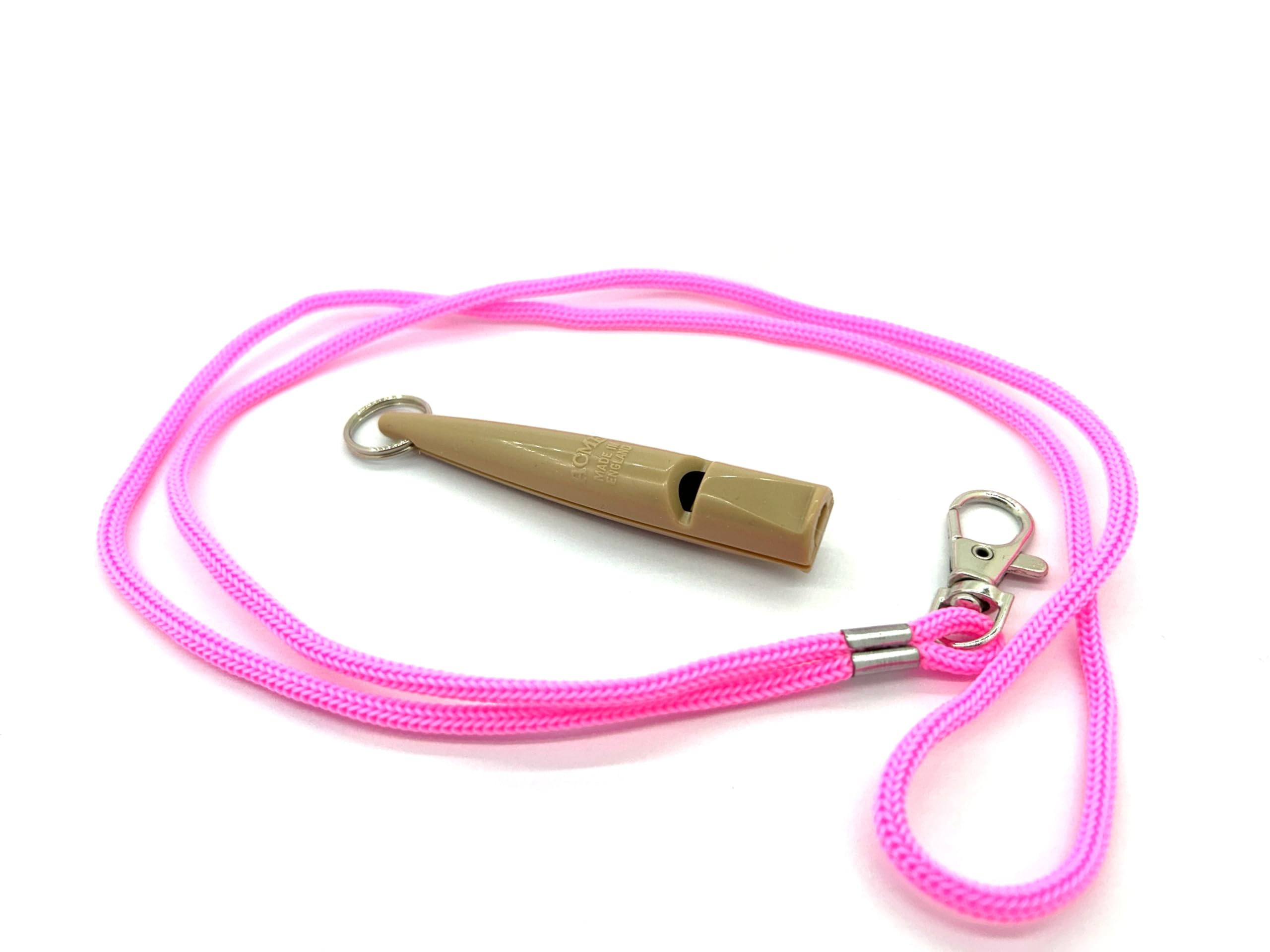 ACME 211.5 Dog Whistle - Latte with pink lanyard