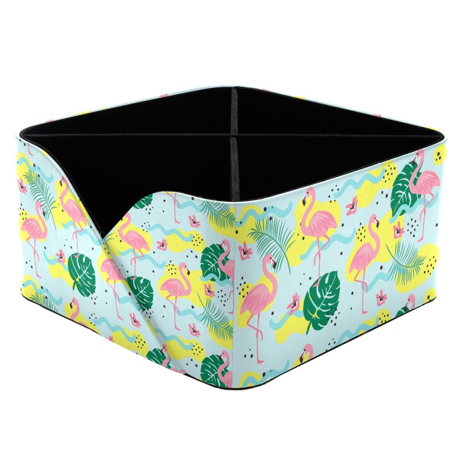 KengjuTesu Flamingos Desktop Organizer Pen Holder, Rectangular Pencil Cup for Office, Study and Makeup Stations