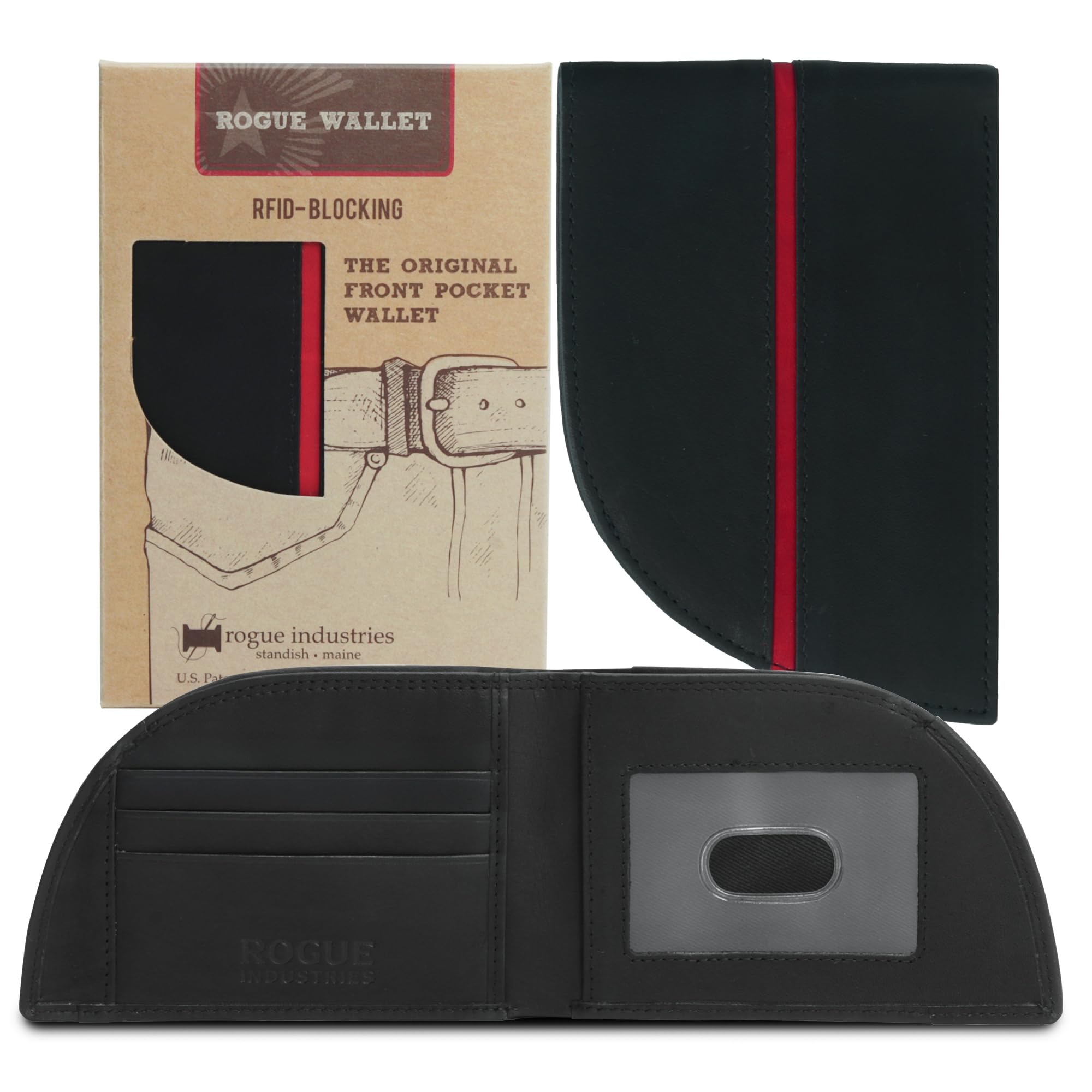 ROGUE WALLET Slim Front Pocket Leather Wallet for Men, RFID, Redline