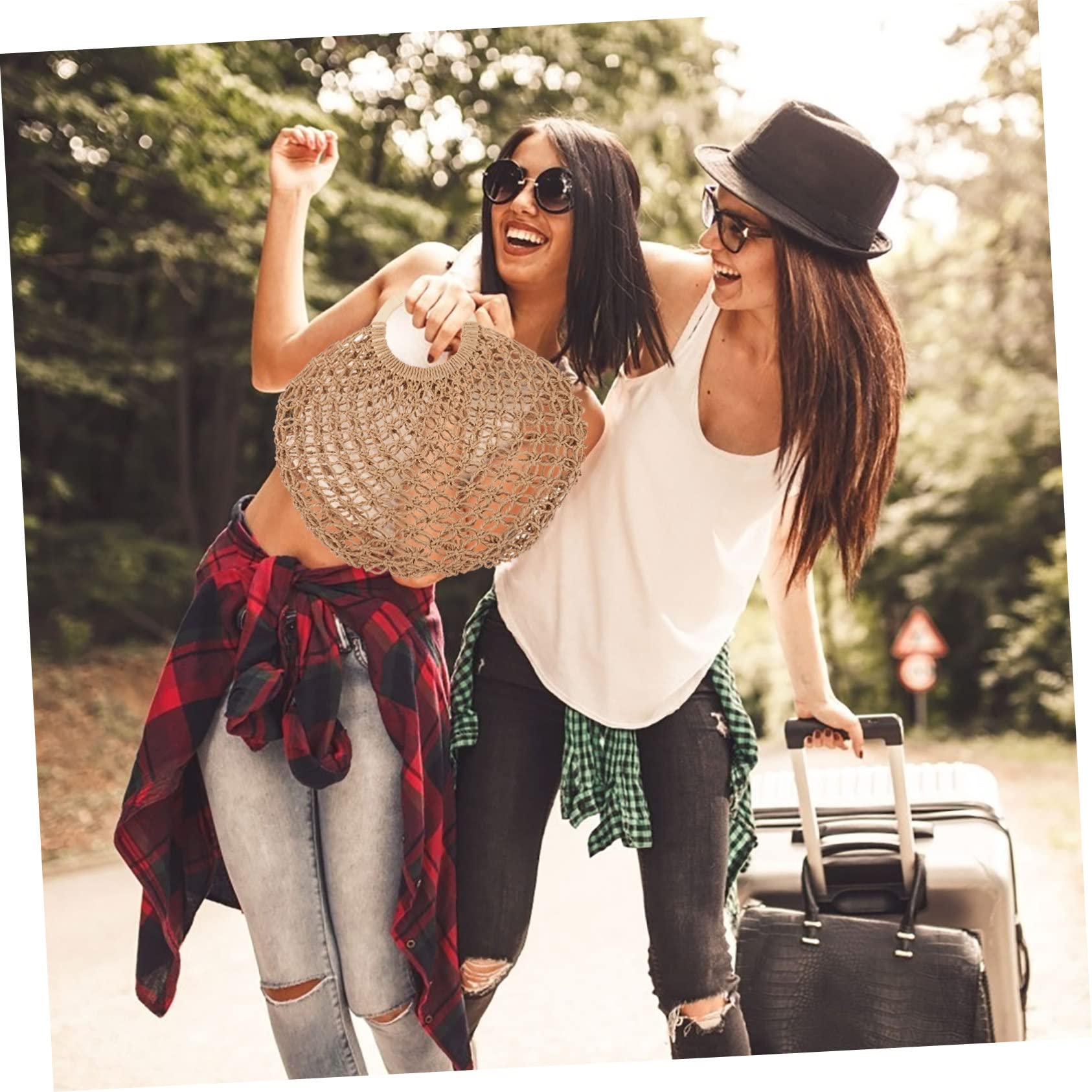 2piezas Bolso De Playa De Para Mujer Tote De Verano Bolso De Mano Mano Para Viajes y Compras