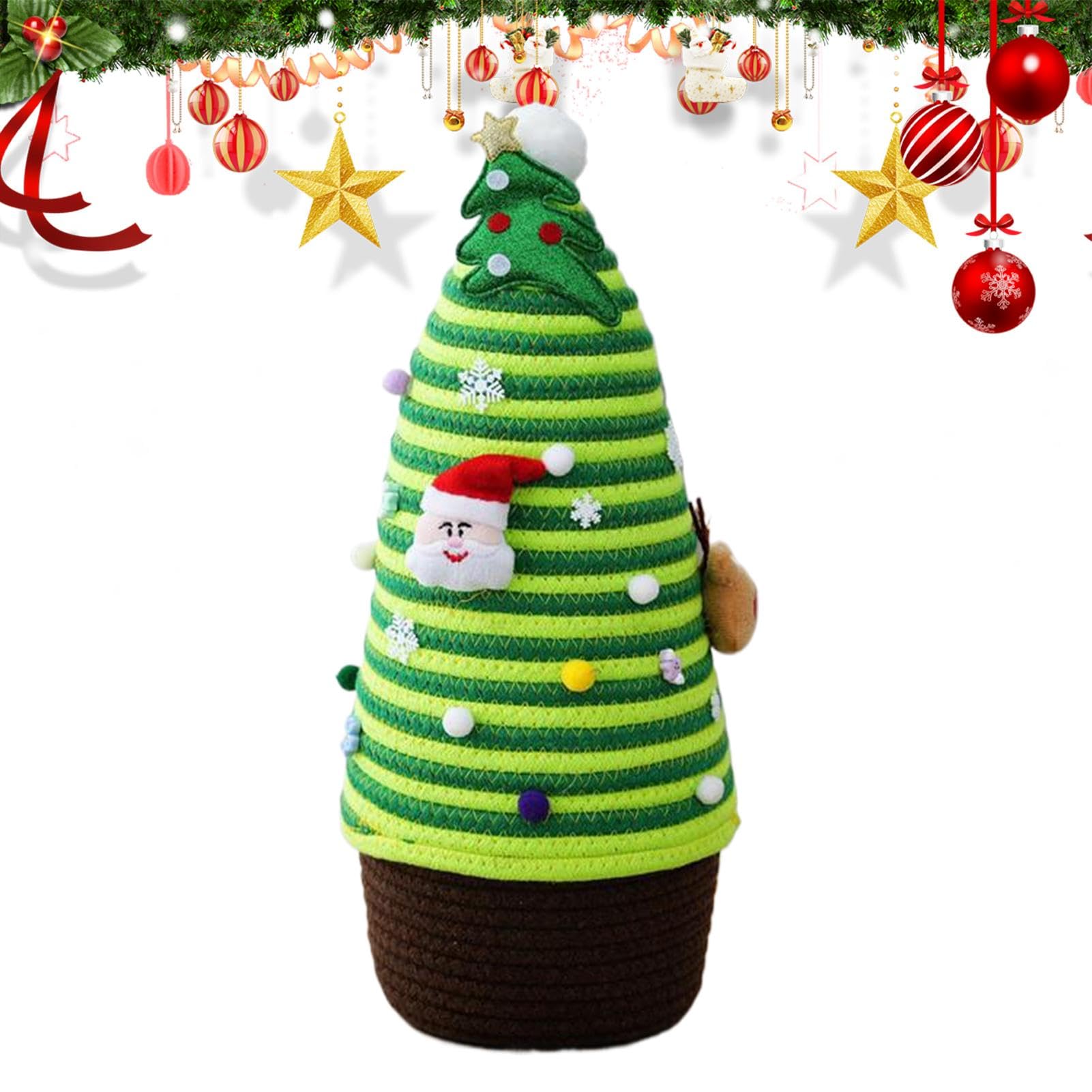 Panier de Noël en corde pour cacher le pied du sapin et ranger les jouets