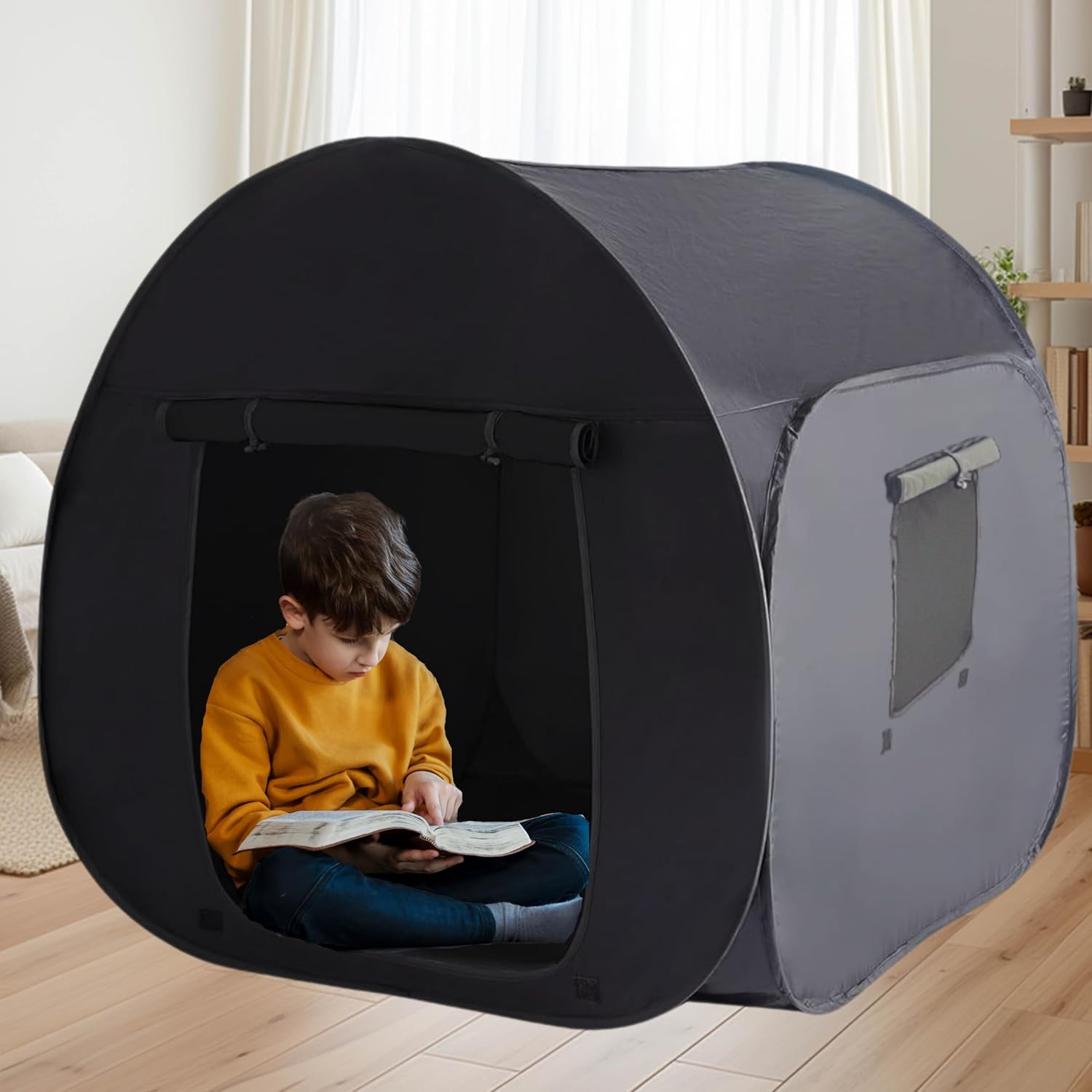 Sensory Tent for Kids with Autism - CPC Certification Sensory Calm Corner Helps ADHD, SPD Children Relax, Reduce Anxiety - Portable Pop-up Blackout Hideout Play Tent Toys Add Windows