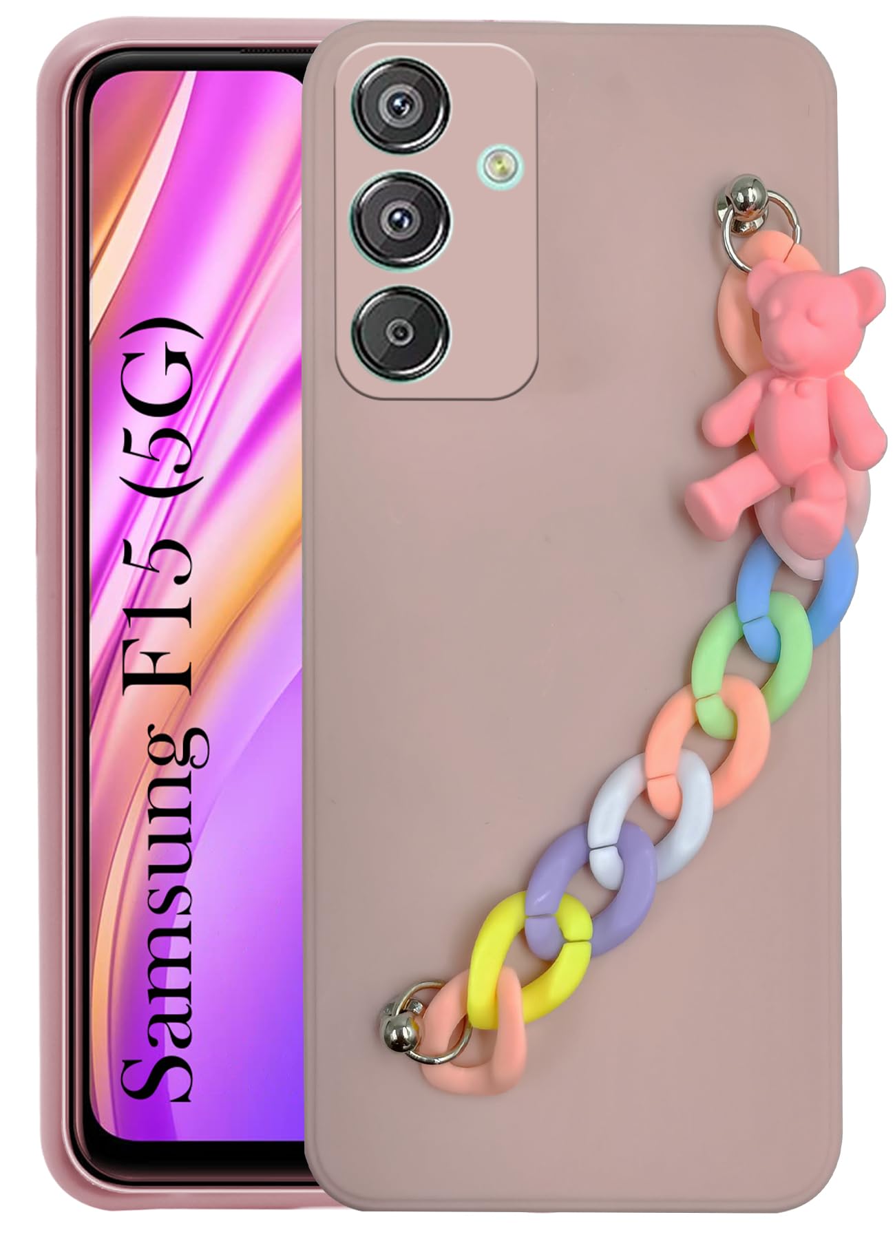 Jkobi Silicone Samsung Galaxy F15 5G Back Cover for Girls Case with Bracelet (Wrist Hanging Chain|Teddy Toy Cartoon|Matte Pink) (B0D32VDXNW) Amazon Price History, Amazon Price Tracker
