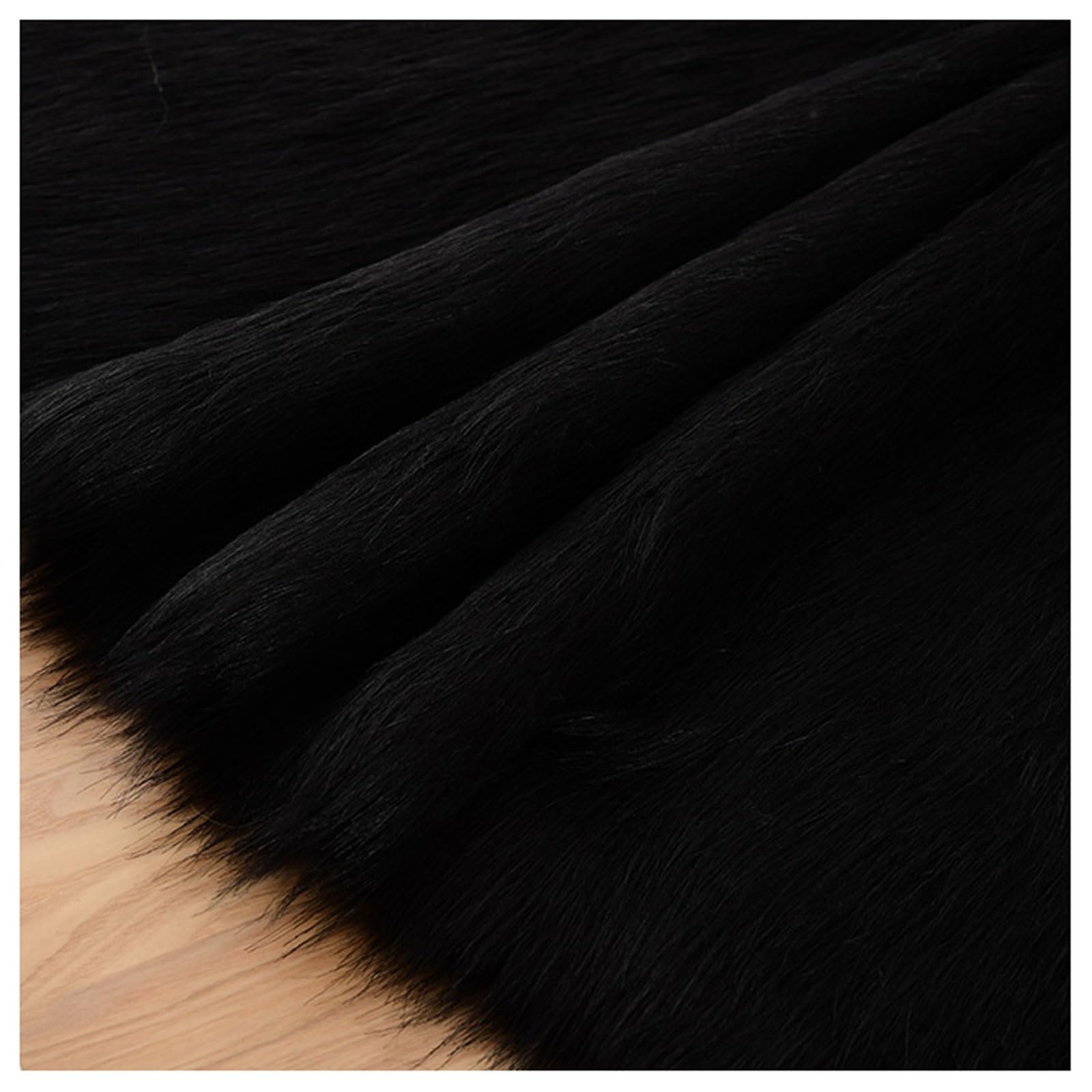 Long Pile Faux Fur Fabric, Fluffy Decorative Fake Fur Material, 5cm Soft Plush Faux Imitation Fur Material For Fancy Dressed, Costume, Cosplay, Gnome Beards, Art Crafts, Fursuit, 50x50cm(Color:Black1)