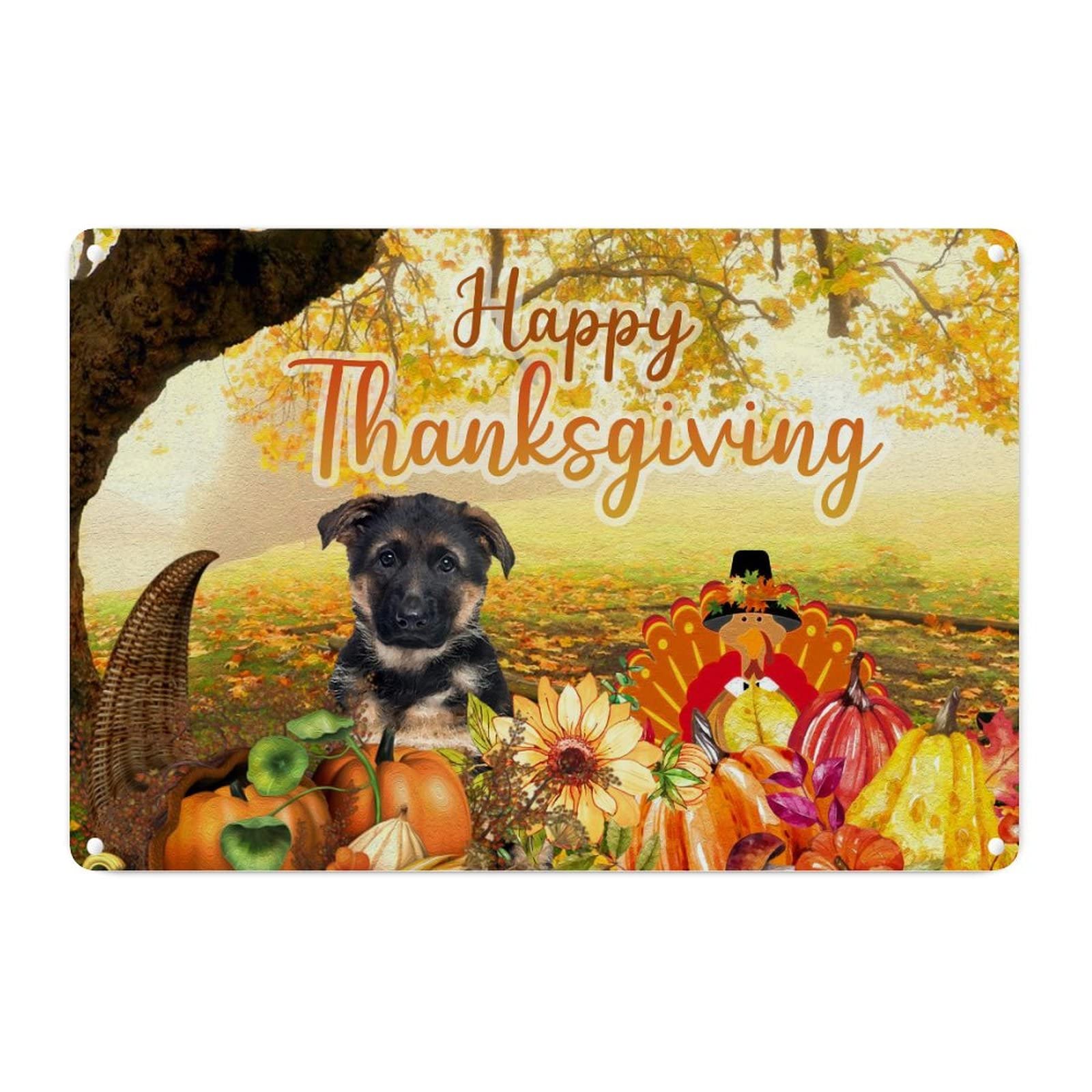 Plaque en métal Happy Thanksgiving vintage pour décoration murale cuisine et salon