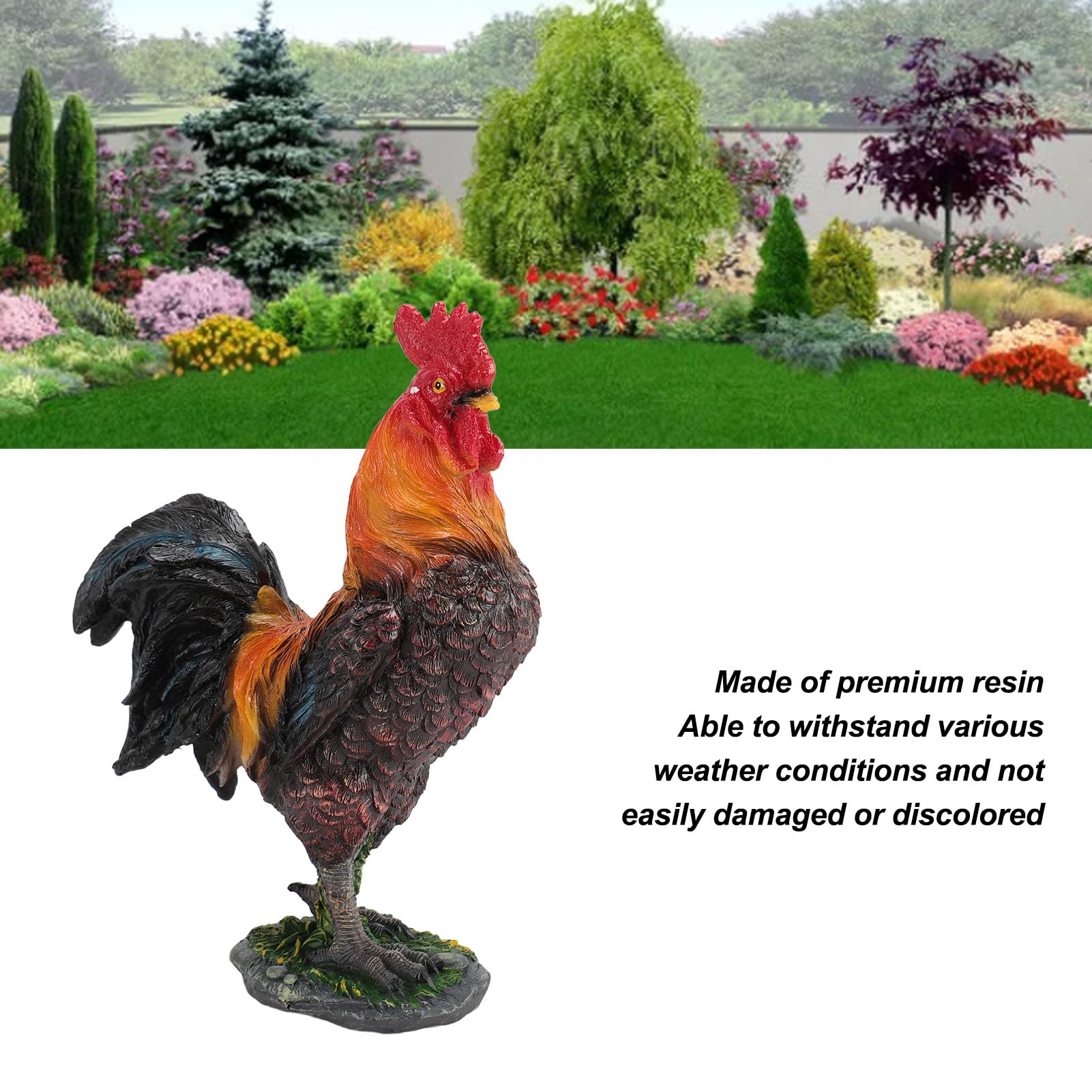 Gavigain Chicken Statues, Funny Farm Chickens Statues Cute Chickens Art Decor Resin Chicken Sculpture for Yard, Chicken Sculpture Ornaments (Rooster)