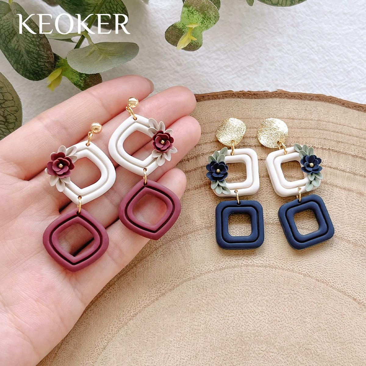 Keoker Lot de 12 emporte-pièces en argile de forme organique, cercles concentriques pour bijoux en argile polymère (couleur extrudée)