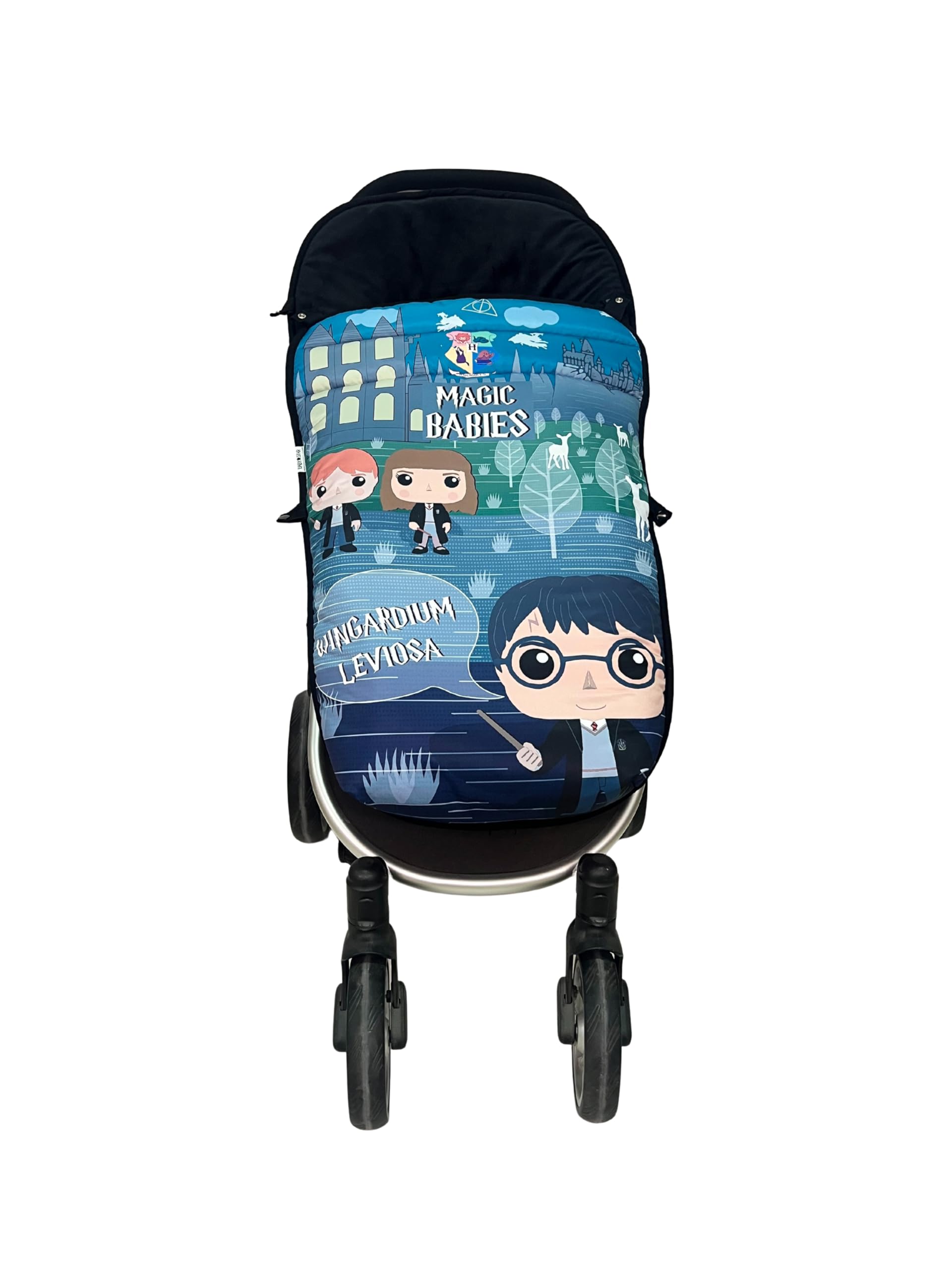 Baby Star Saco Silla de Paseo Universal, Saco Bebe Invierno con Polar extrasuave, Saco Carro bebé Impermeable, Desmontable y Transpirable, Doble Apertura (Negro y azul)