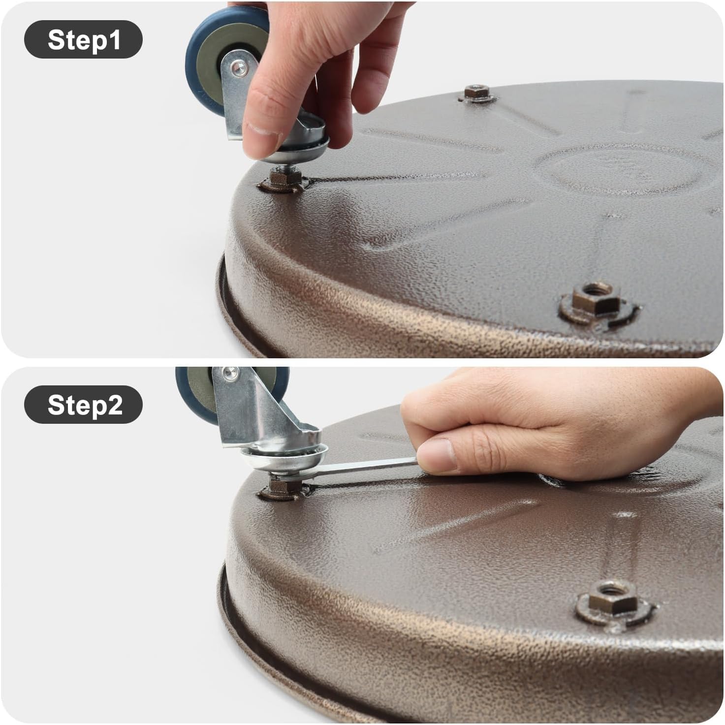 2 Pack 14.6 Inch Metal Plant Caddy With Lockable Wheels,Plant Stand Dolly for Heavy Planter,Wheeled Planter Saucer Tray,Rolling plant stand,Heavy-Duty Plant Caddy for Indoor and Outdoor(Copper)