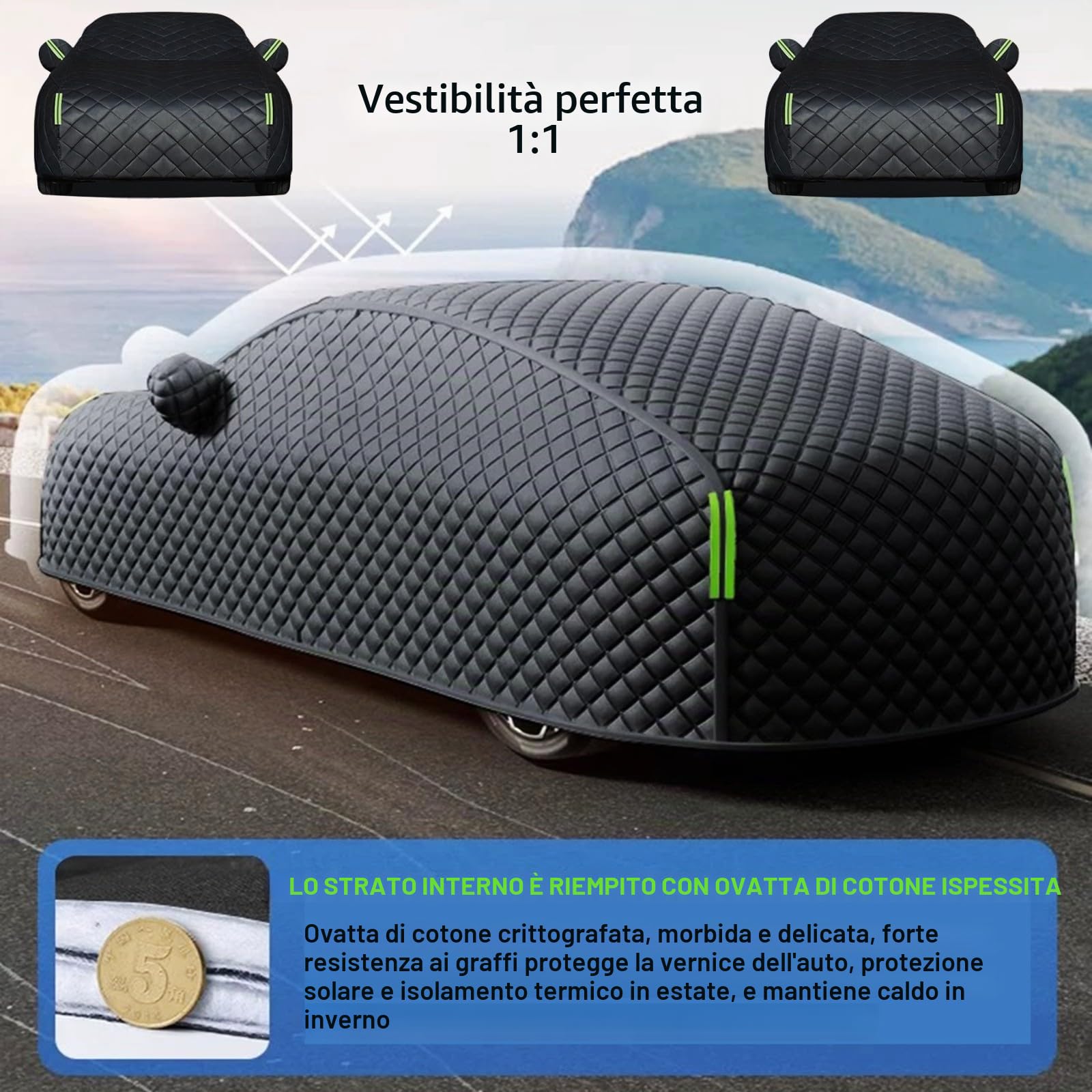 Telo Copriauto Antigrandine per Porsche Cayenne S Coupe 2024-2025,Telo Grandine AutoImbottito Telo Auto Esterno Contro Vento e Polvere