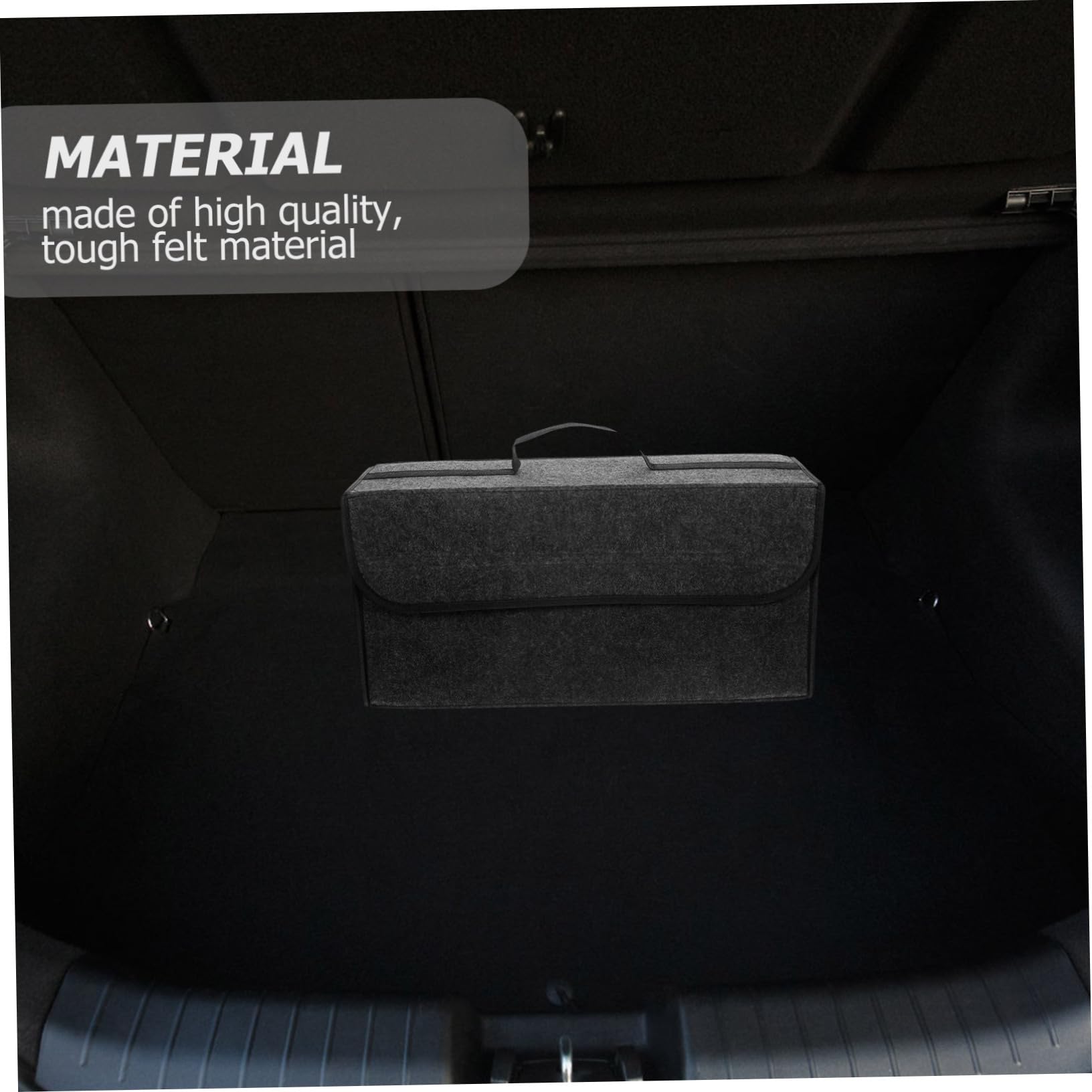GRIRIW Felt Trunk Storage Bag Foldable Organizer for Car Van Portable Driving Pouch Grey for Groceries Emergency Gear Space Saving Design