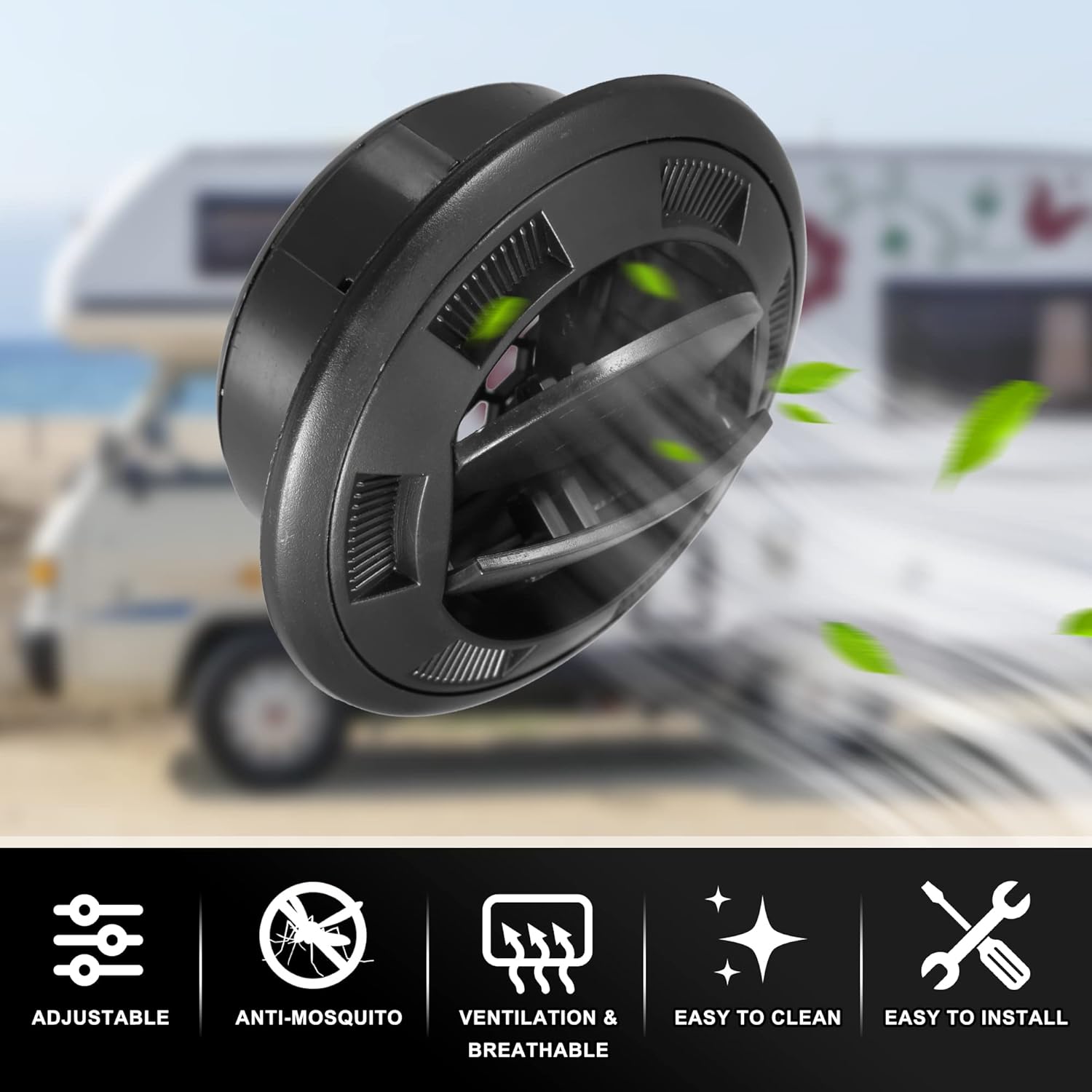 X AUTOHAUX 4pcs Round AC Air Outlet Vent Louvered Dashboard Electroplate Knob with Grille for RV Bus Boat Yacht Caravan Passenger Car 72mm