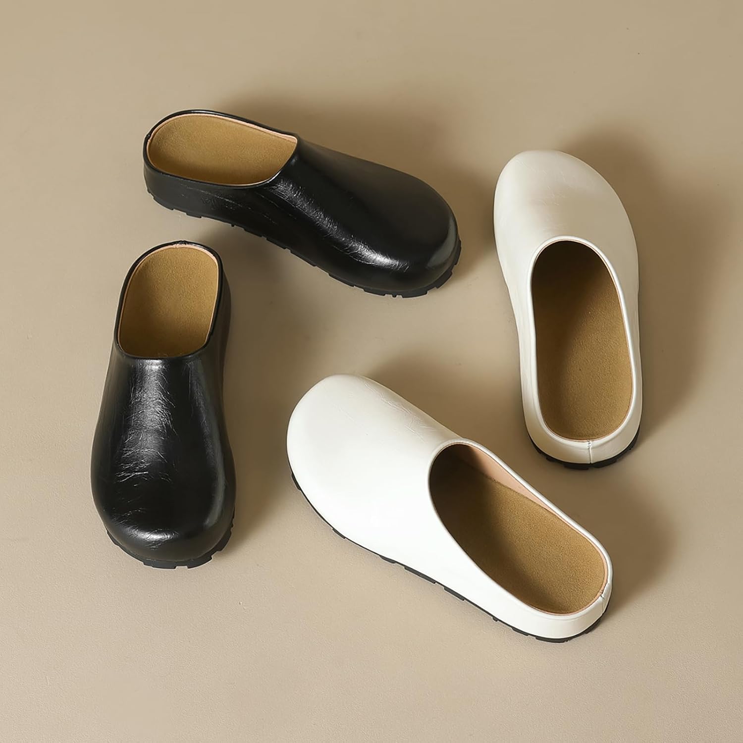 Women's Leather Clogs Slip-on Mules with Arch Support Soft Cork Footbed Potato Shoes Comfort Non-Slip Wide Width Sandals - Image 7