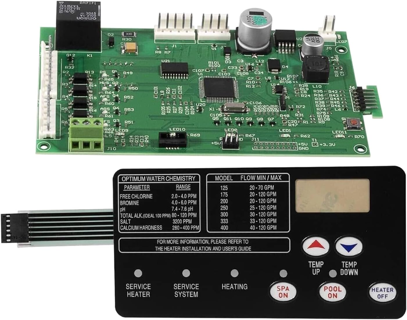 42002-0007S Control Board Kit with 472610Z Heater Electrical System Switchs Pad for Swimming Pool Easy Installation Private Pool Owner