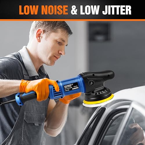 Miniatura 6 de Pulidora de búfer de 220 V, pulidora de doble acciónDA de 5 pulgadas para detalles de automóviles, pulidora eléctrica de coche, kit de cera pulidora