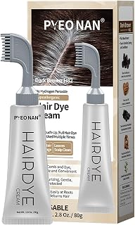 Hypoallergenic Hair Dye Cream,Natural Plant Extract Without Bleaching, Easy Comb to Cover Gray Coverage Ammonia Free All Hair Types 2.8Oz. /80g (Dark Brown, 1 Count)