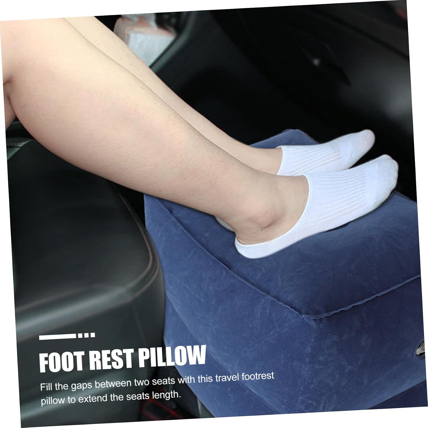 PRETYZOOM Adjustable Inflatable Foot Rest Pillow Set for Kids – Travel Airplane Bed with Comfortable Height Support for Air Travel Trains and Road Trips