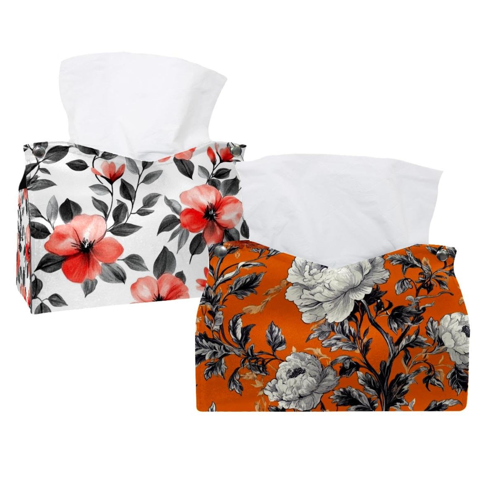 Boîte à mouchoirs en cuir aux roses rouges de qualité supérieure pour maison