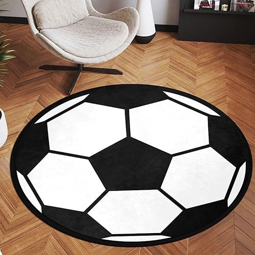 Miniatura 7 de Alfombra redonda de fútbol para dormitorio, 3 pies