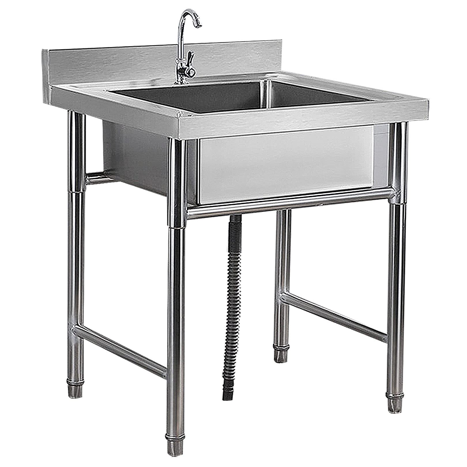 TAXXII Stainless Steel Restaurant Kitchen Sink Commercial Catering Freestanding 304 Outdoor Sink, Prep Utility with Faucet, Laundry Room Garage Wash