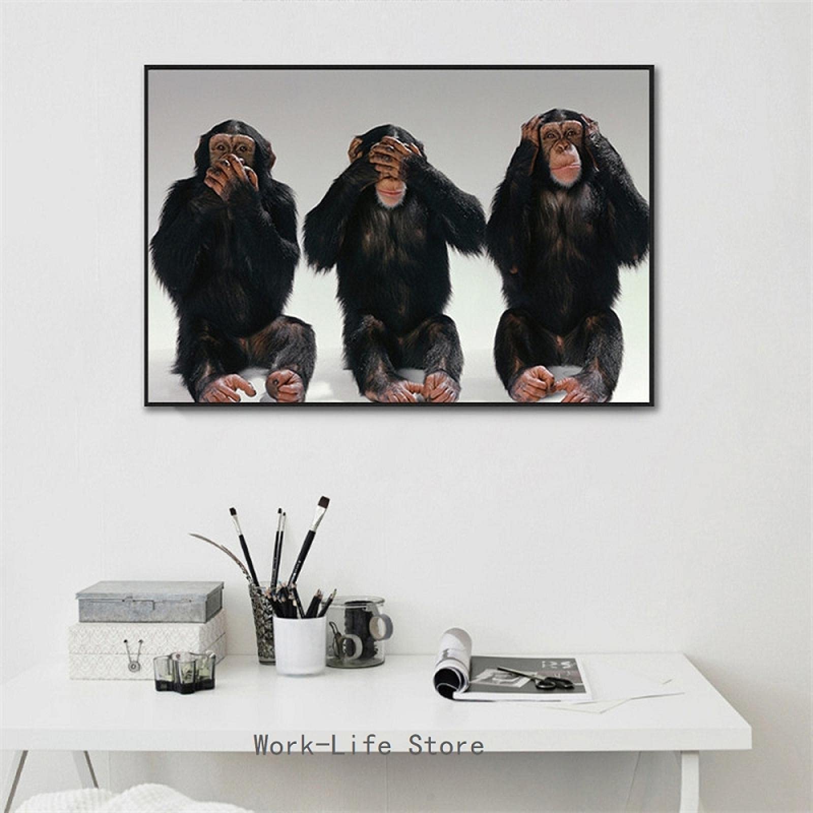 Affiches et impressions singes aveugles sourds muets poster salon 60x80cm