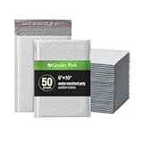 Quality Park Bubble Mailers&comma; 6 x 9 Inch&comma; White Poly Mailers&comma; Padded Envelopes&comma; Shipping Envelopes&comma; Water Resistant&comma; Self Seal&comma; 50 Per Box &lpar;QUA85856&rpar;&comma; Plastic