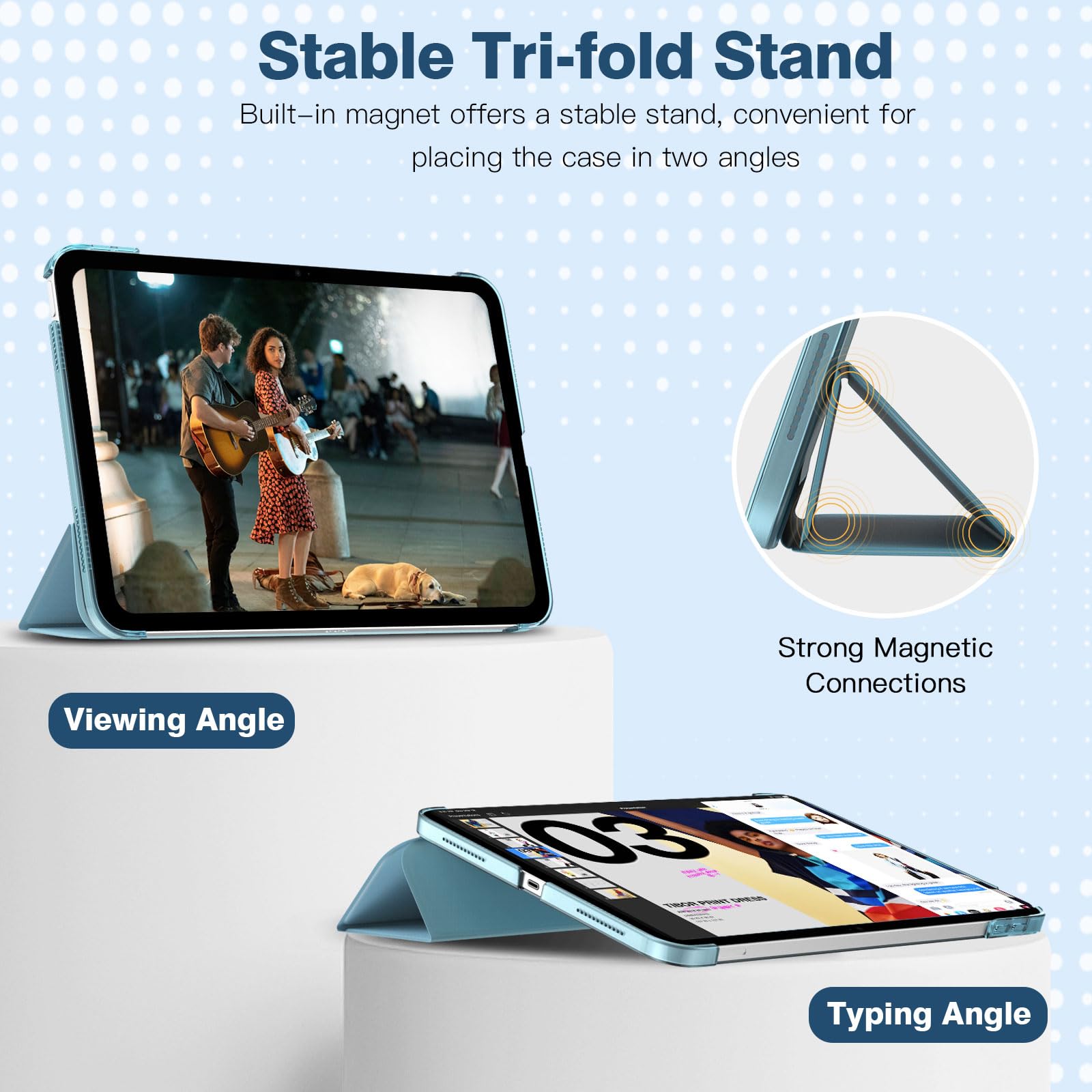 TiMOVO Cover Custodia Compatibile con iPad 10 Generazione 10,9" 2022, iPad 10 Cover con Retro in PC Rigido Semi-Trasparente, Funzione di Auto Sveglia/Sonno, Blu Nebbioso