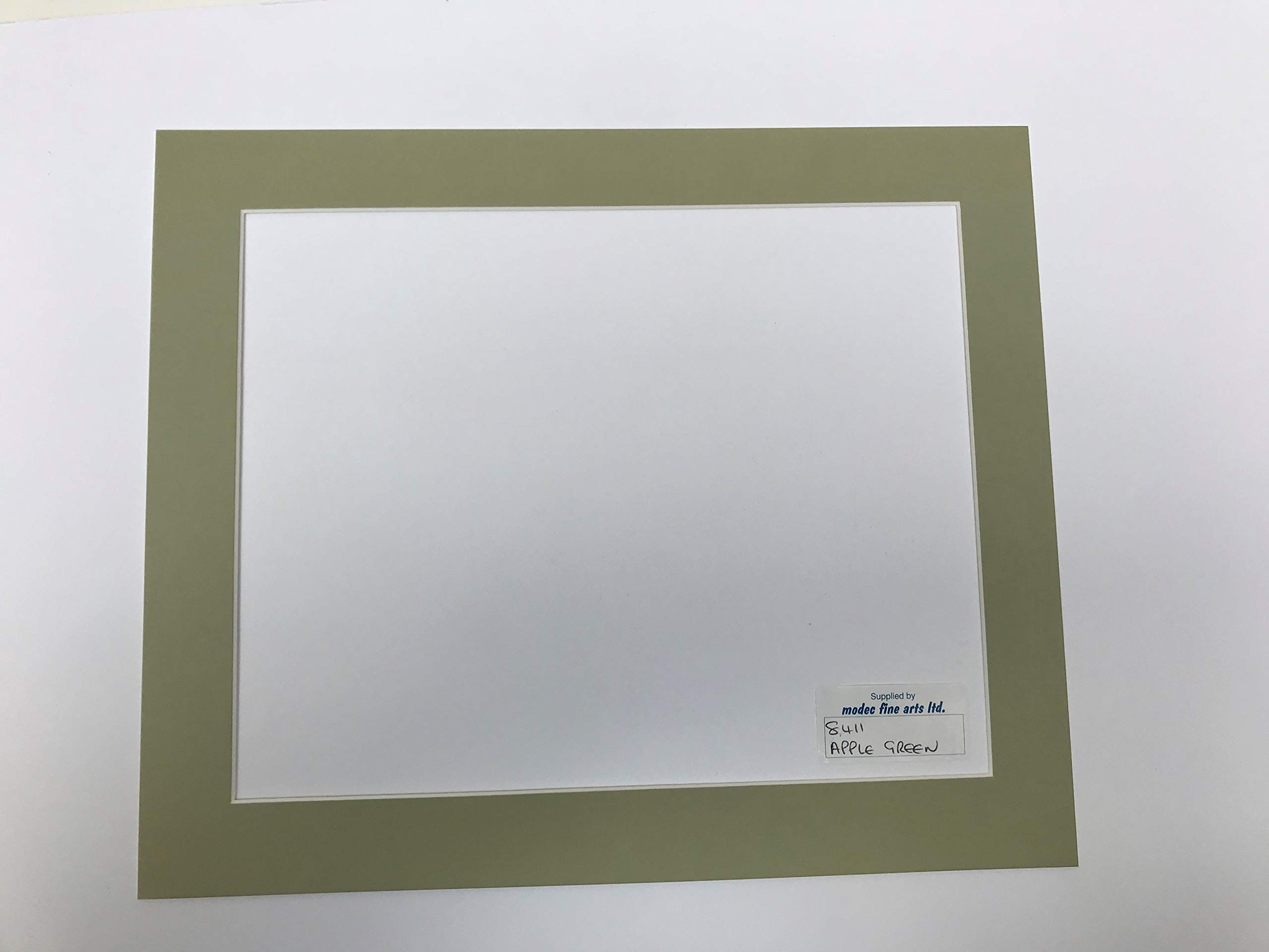 Modec Fine Arts - Pack of 5 Green Picture/Phtograph Mounts - Conservation or Whitecore 1400 FSC - Available in a selection of Shades and Sizes (Apple Green (8411), 16"x12" to fit A4 image)